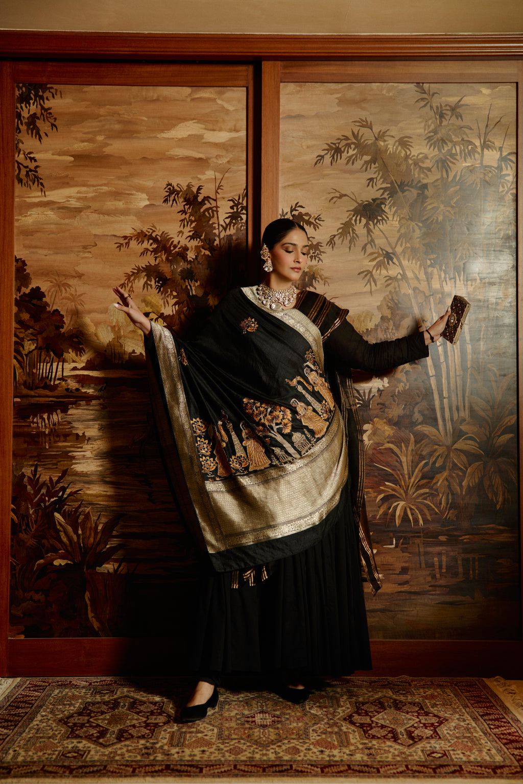 Midnight Pichwai Dupatta