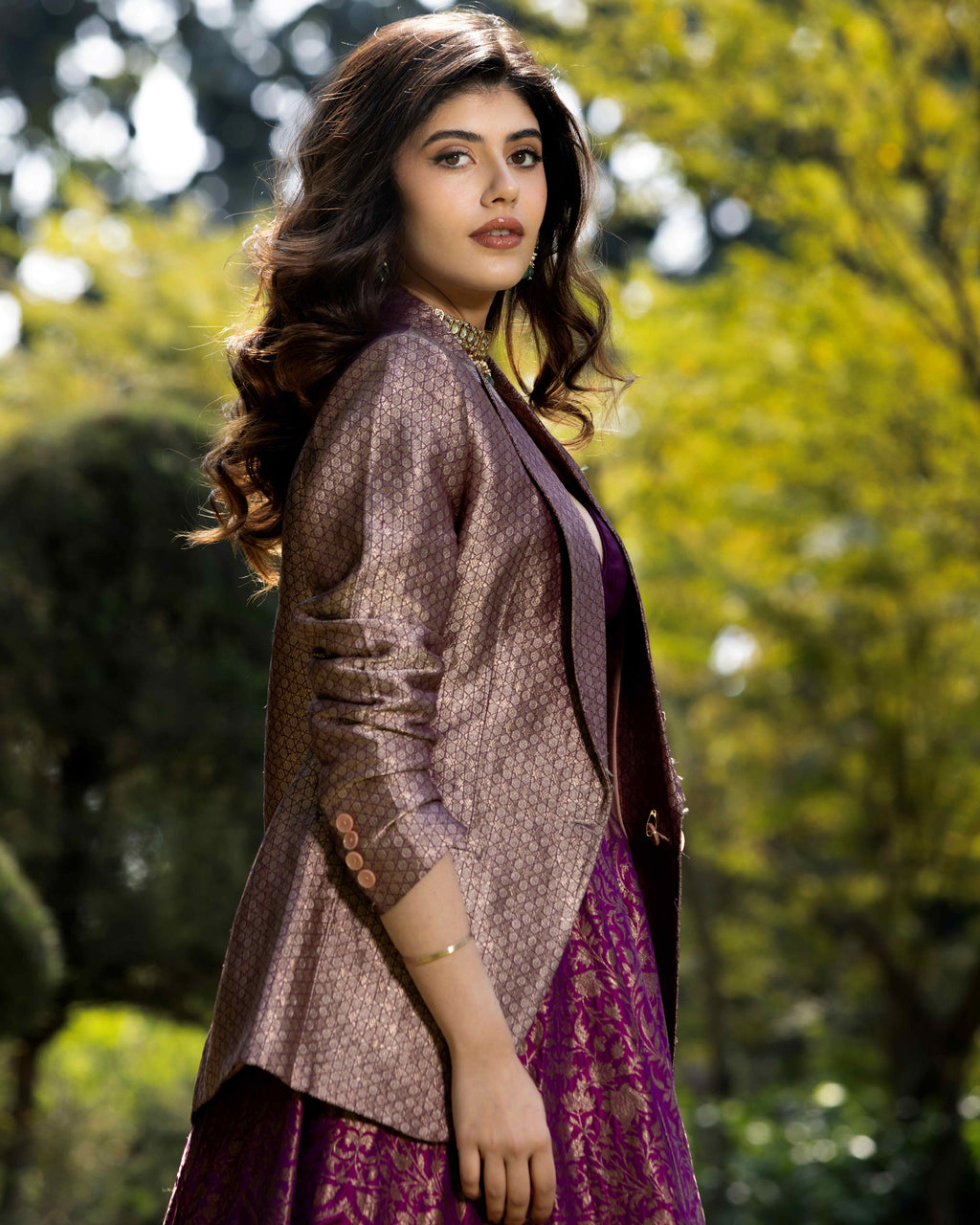 Amethyst Lehenga Featuring Intricate Mughal motifs