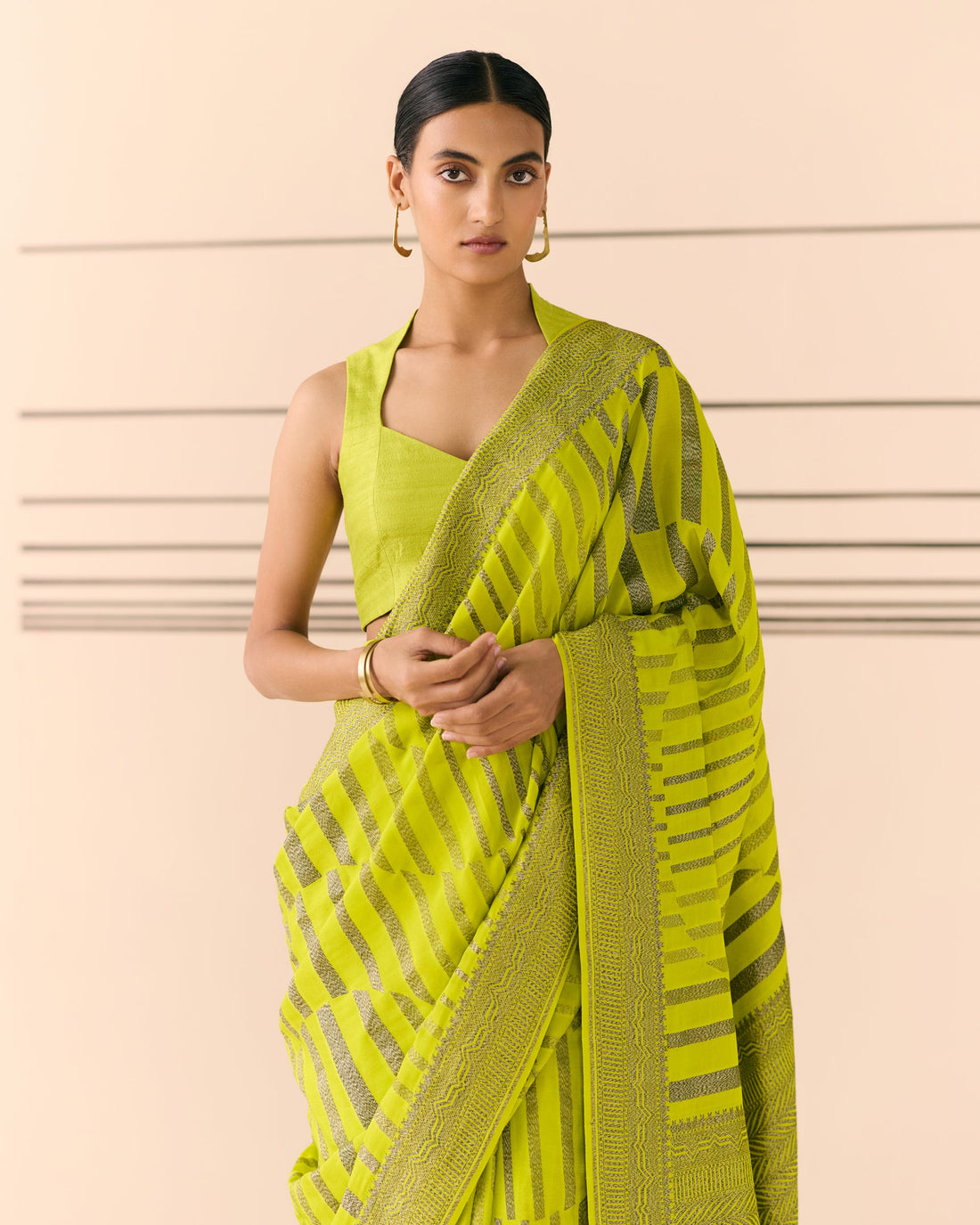Pear Geometrical Saree 'The Line'