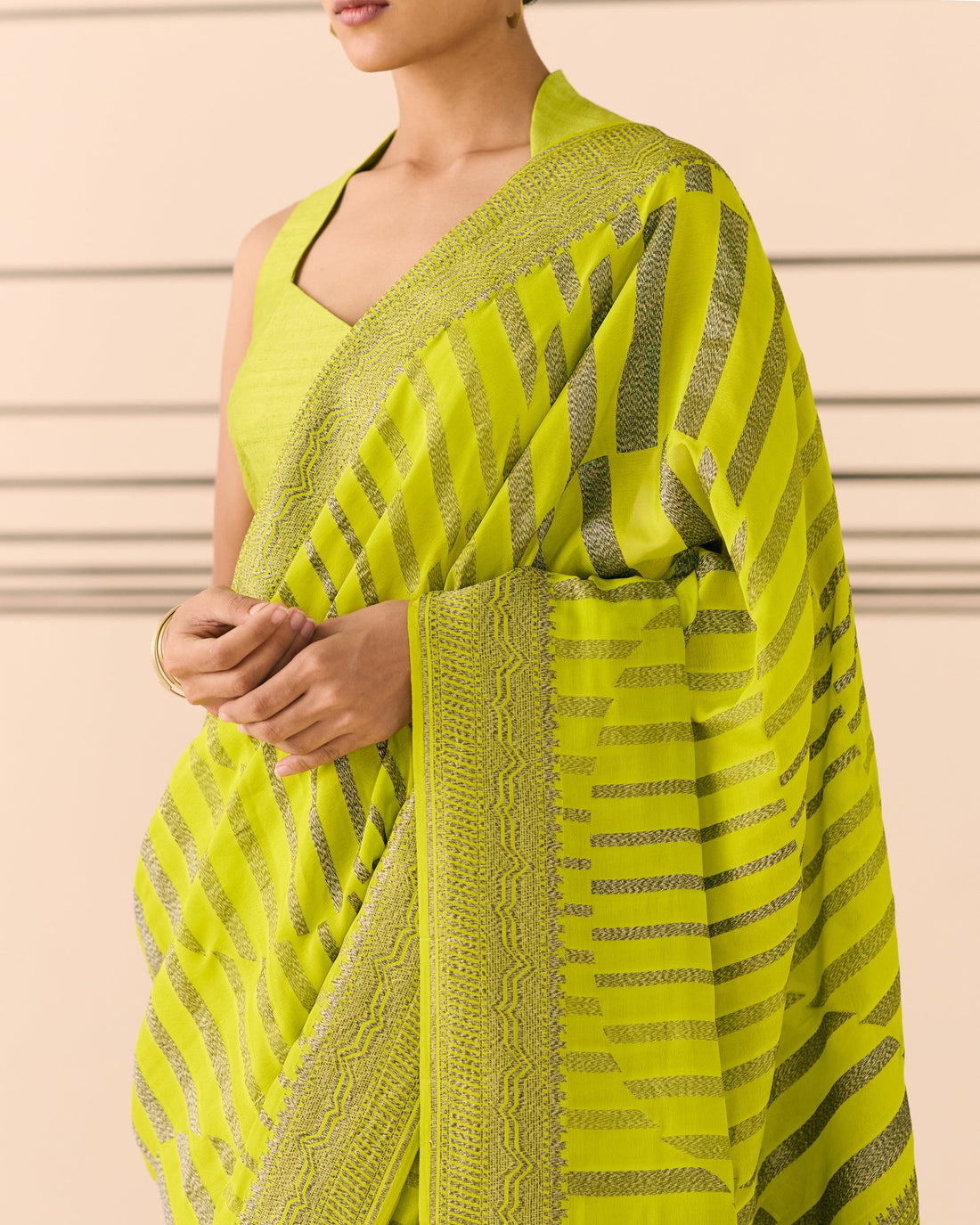Pear Geometrical Saree 'The Line'