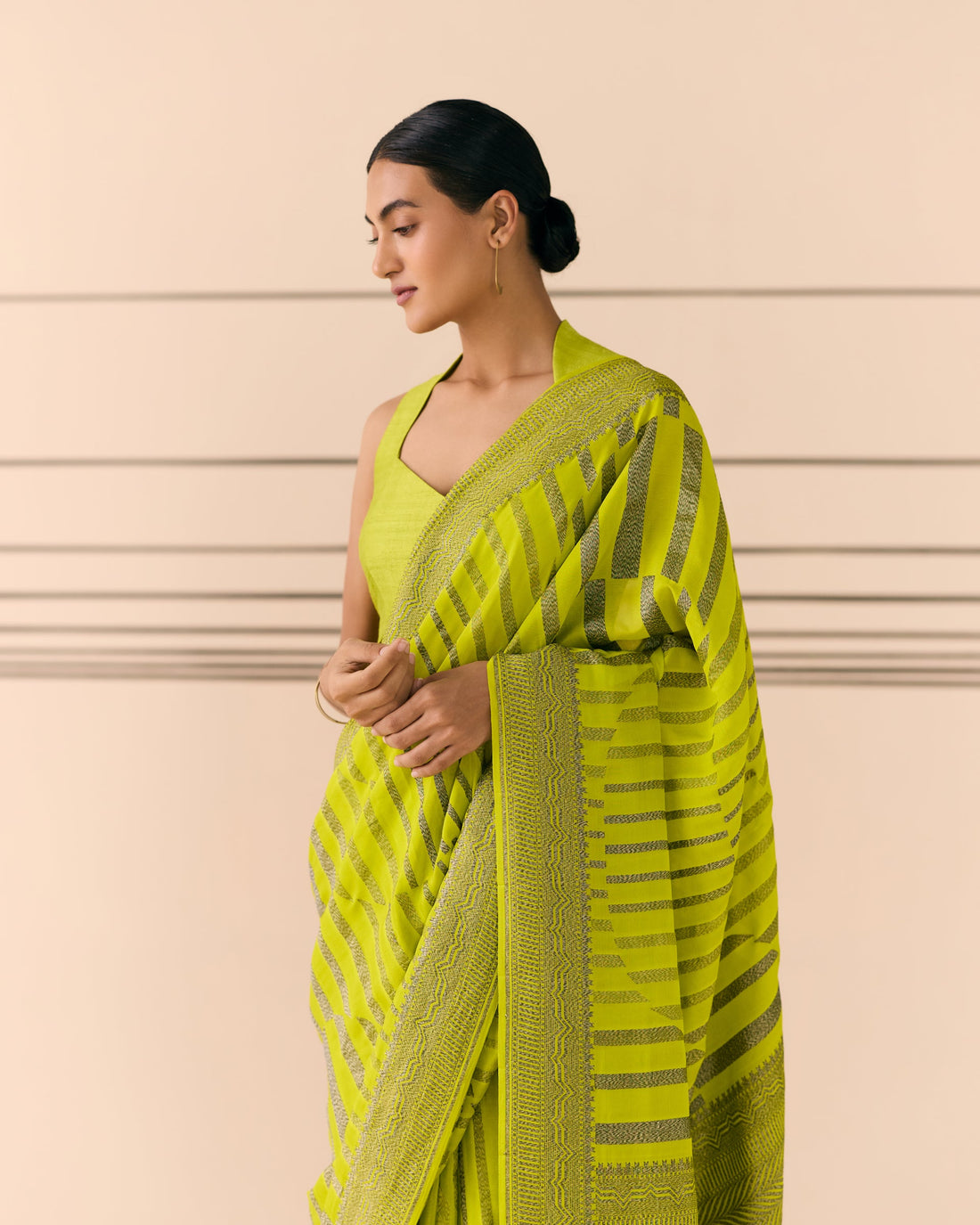 Pear Geometrical Saree 'The Line'