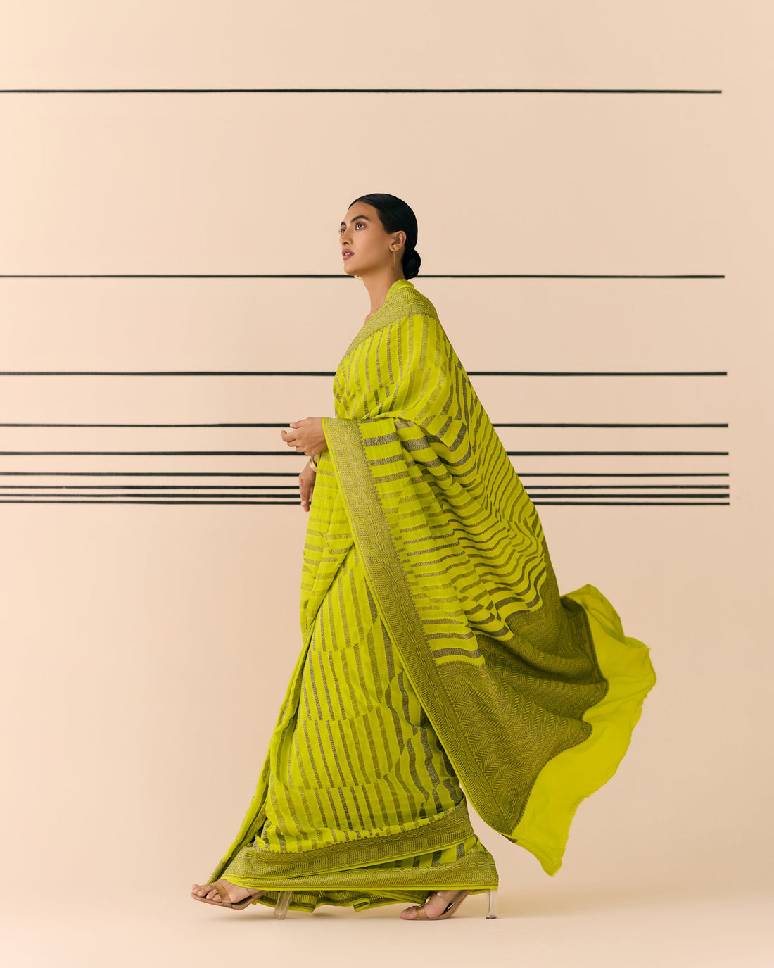 Pear Geometrical Saree 'The Line'