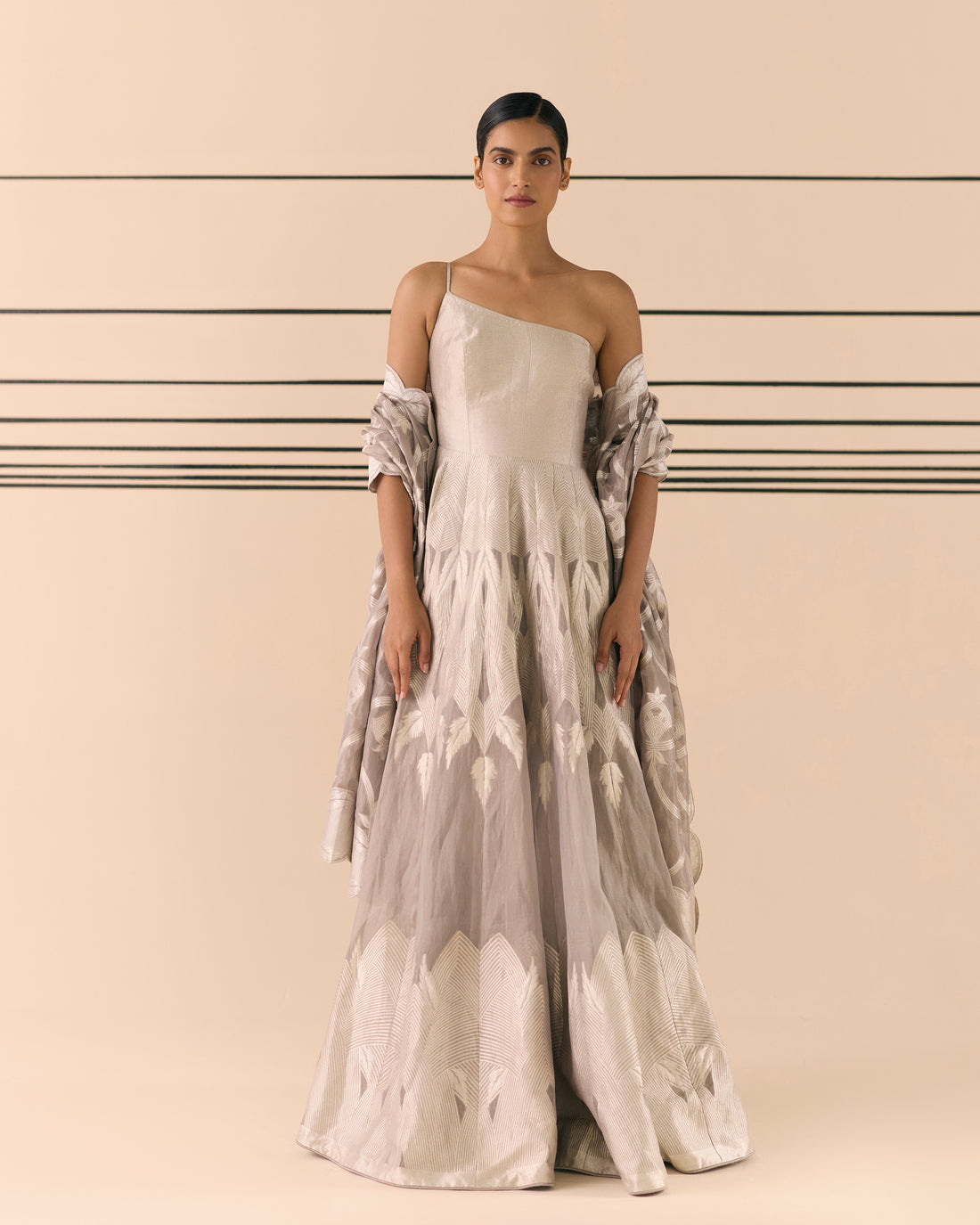 Woven Geometrical Lehenga 'The Line'