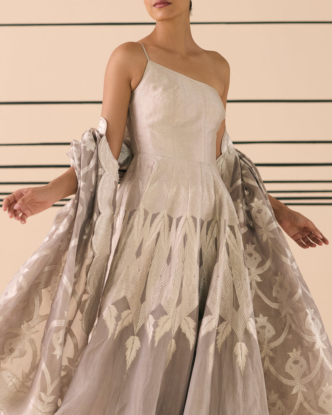Woven Geometrical Lehenga 'The Line'