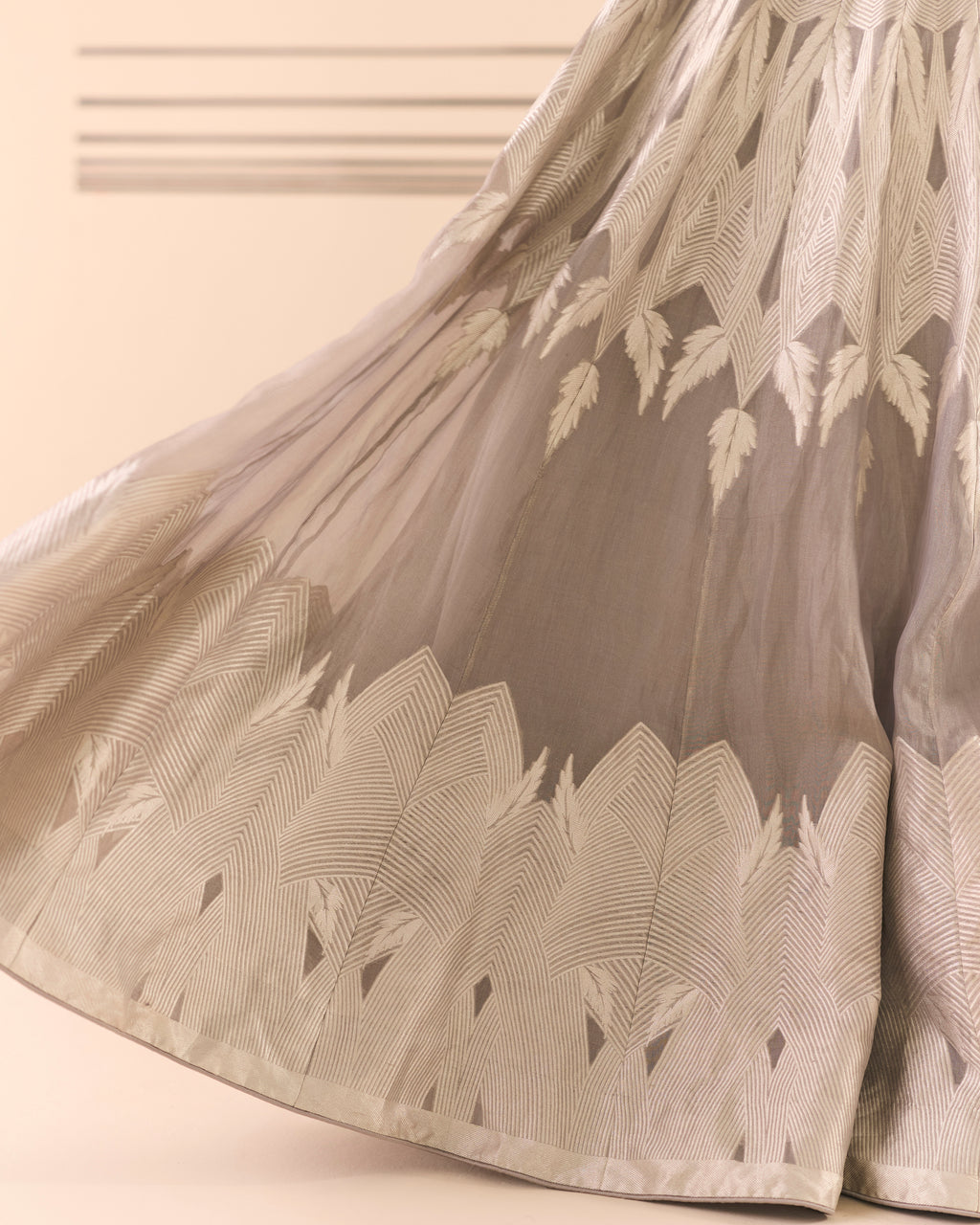Alabaster Woven Geometrical Lehenga 'The Line'