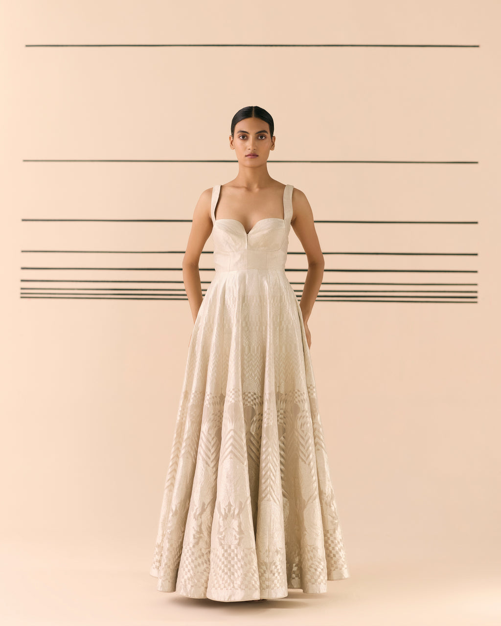 Pearl Mist Off-White Woven Cocktail Dress 'The Line'