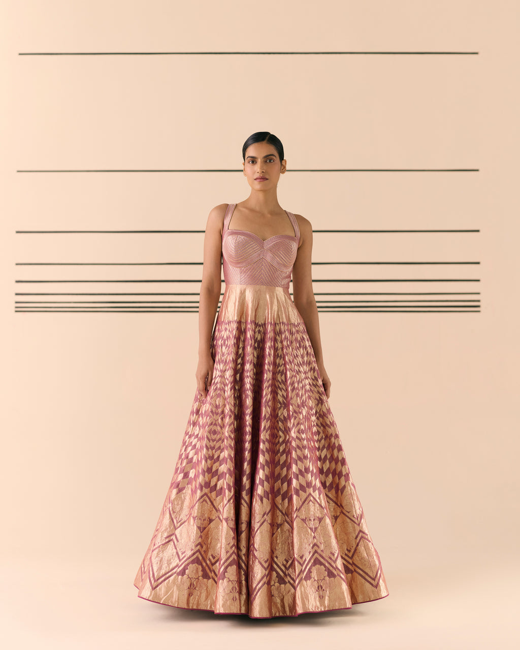 Roseate Romance Woven Cocktail Dress 'The Line'