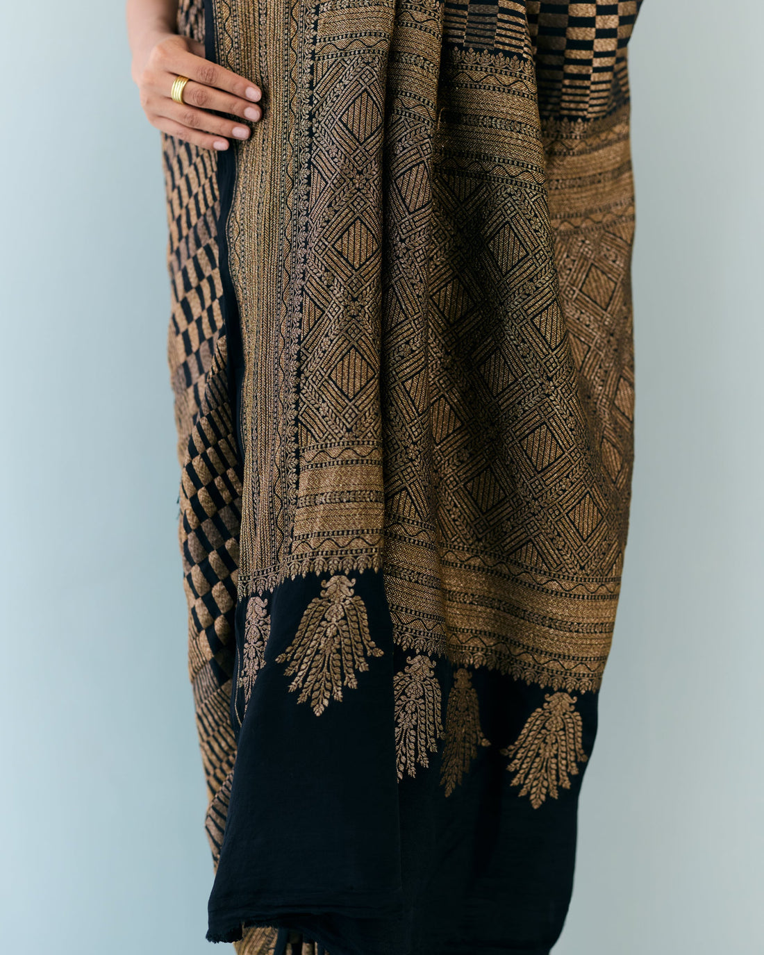 Charcoal Geometrical Saree 'The Line'
