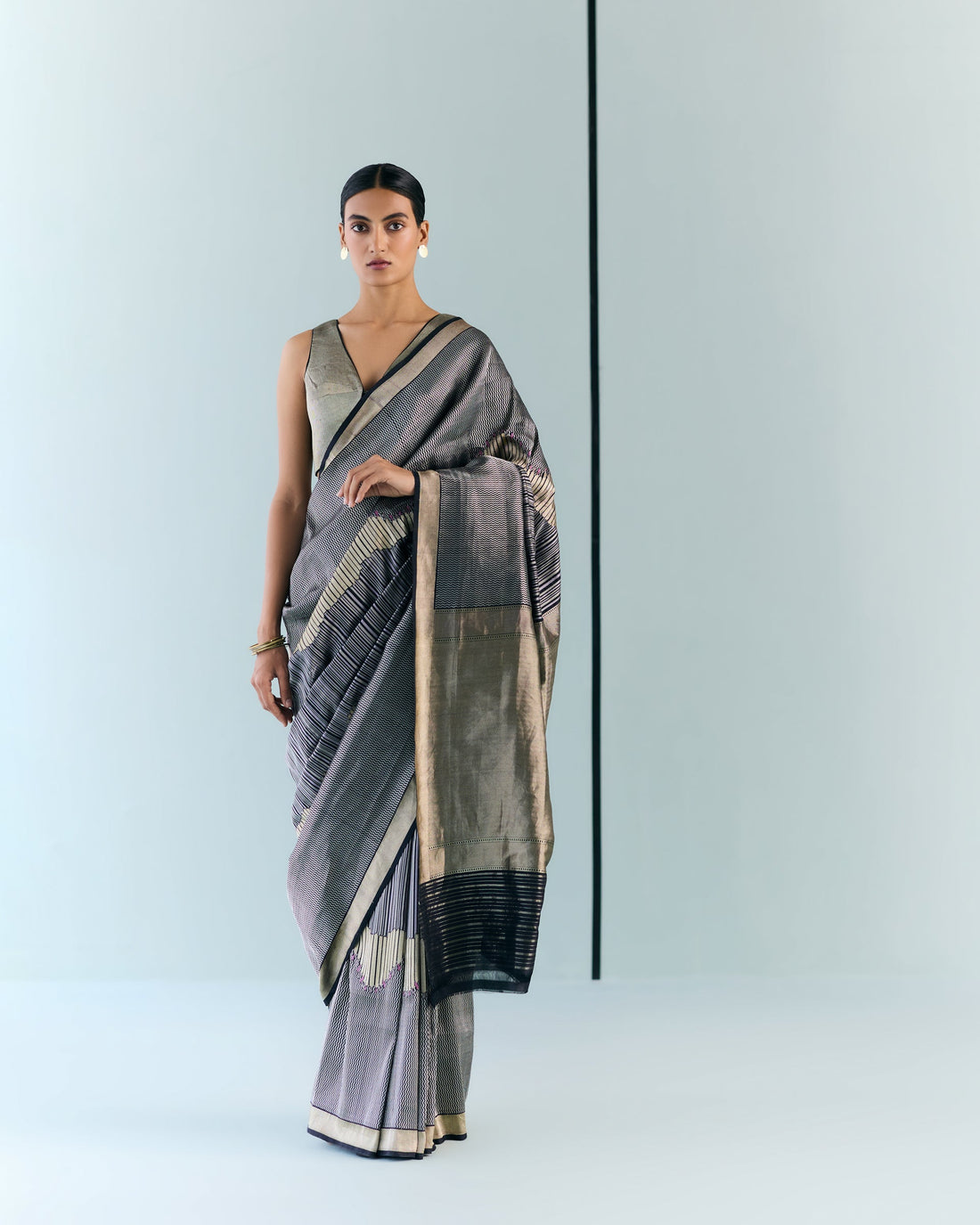 Woven Geometrical Silk Saree 'The Line'