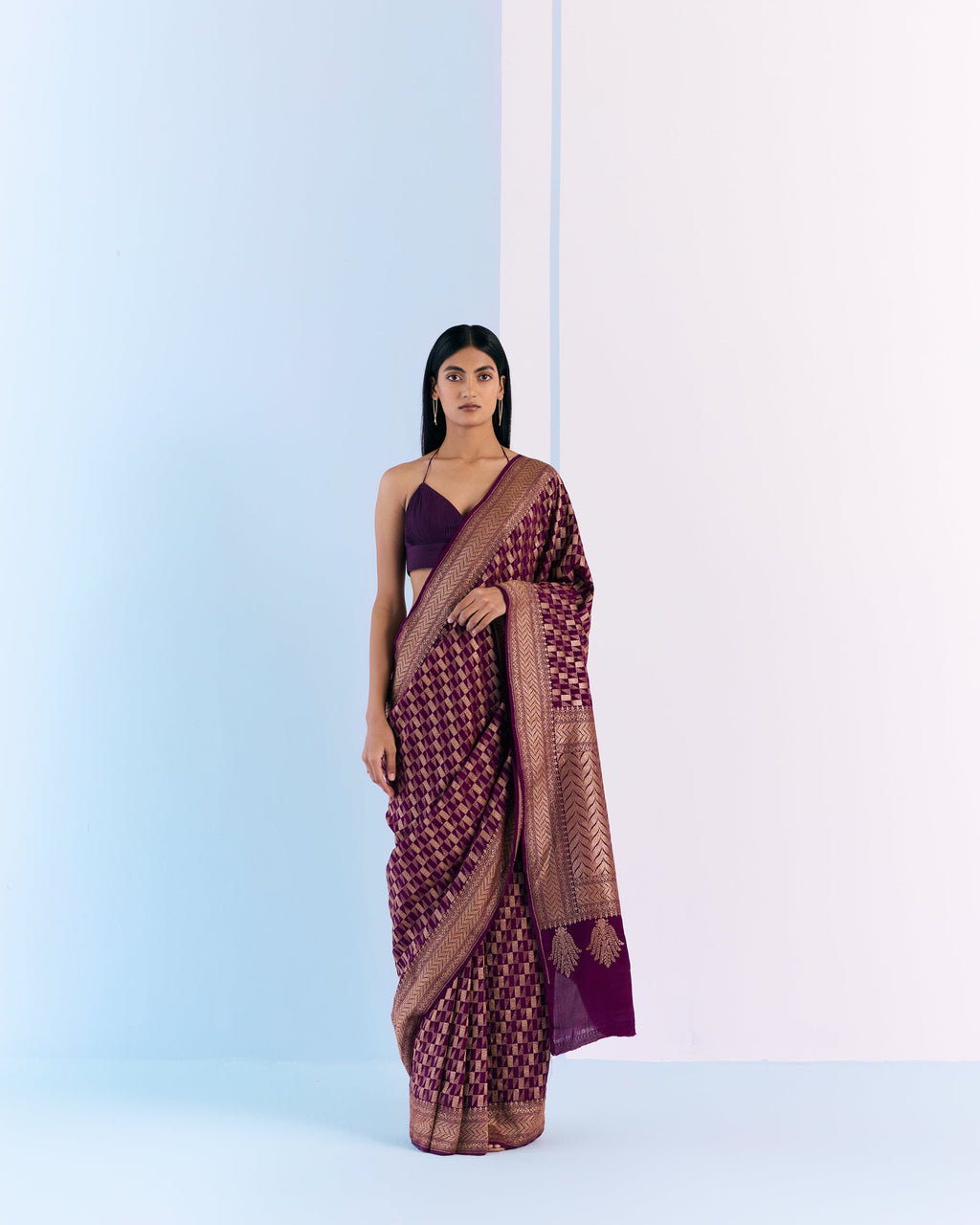 Violet Geometrical Saree 'The Line'
