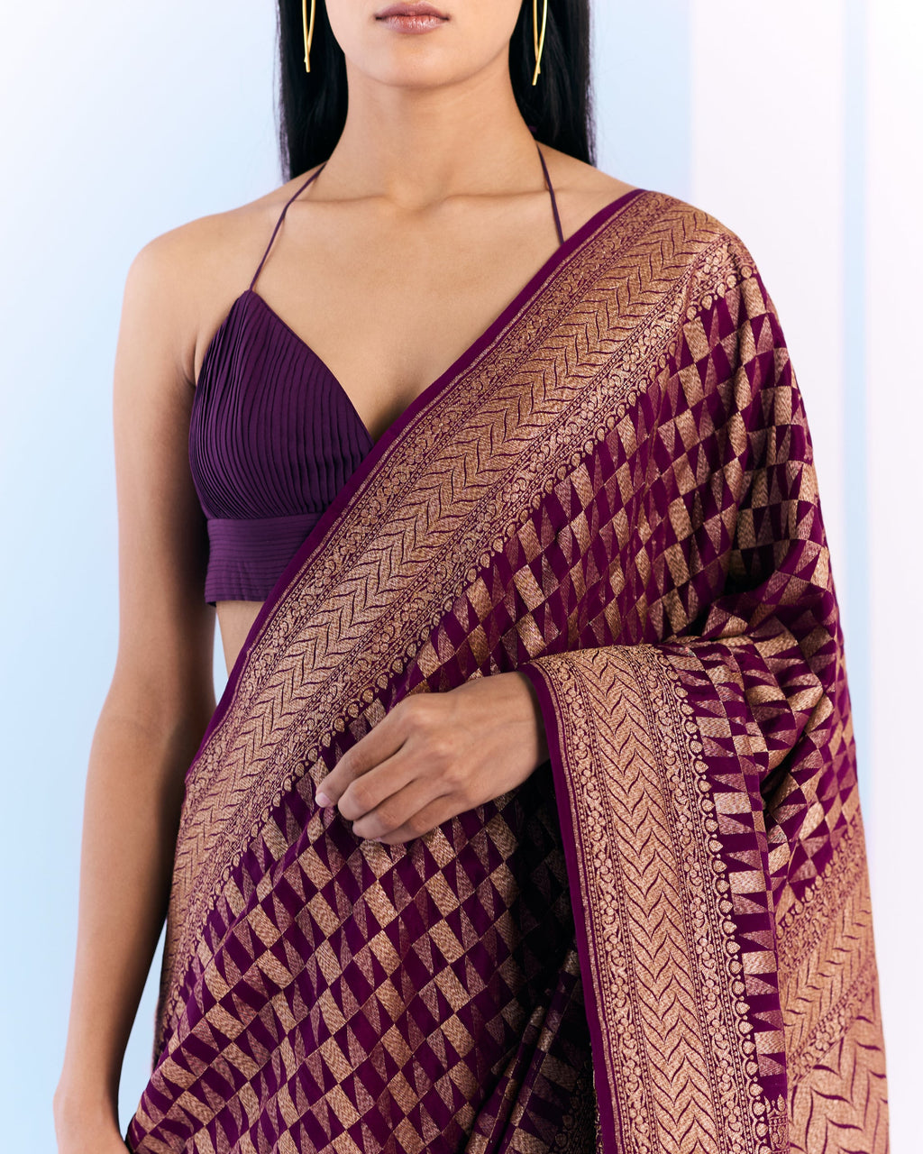 Violet Geometrical Saree 'The Line'