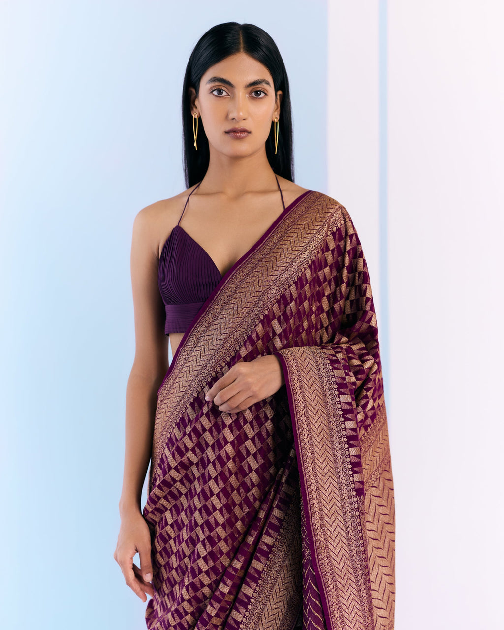 Violet Geometrical Saree 'The Line'