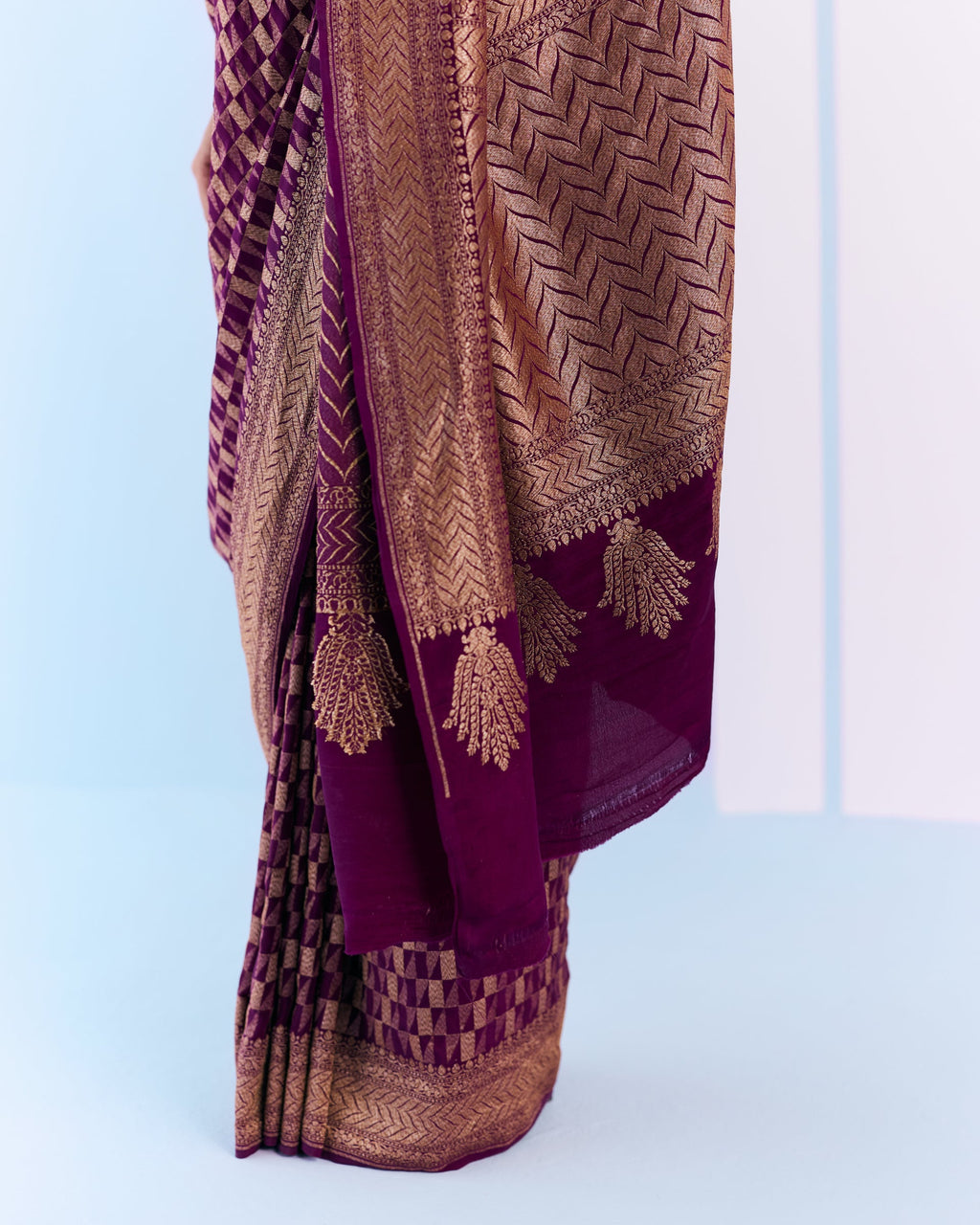 Violet Geometrical Saree 'The Line'