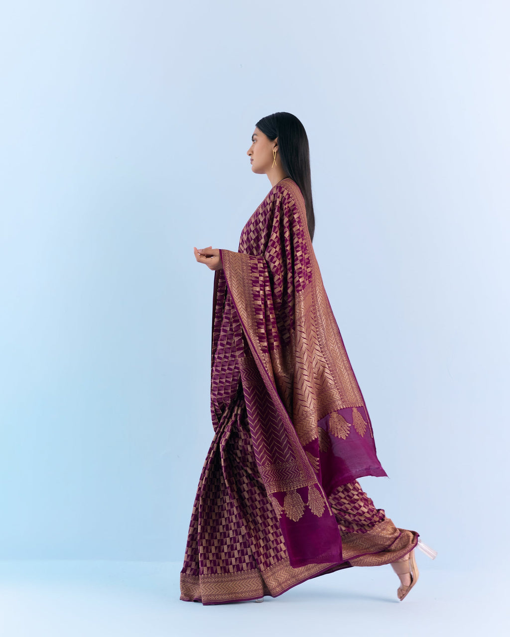 Violet Geometrical Saree 'The Line'