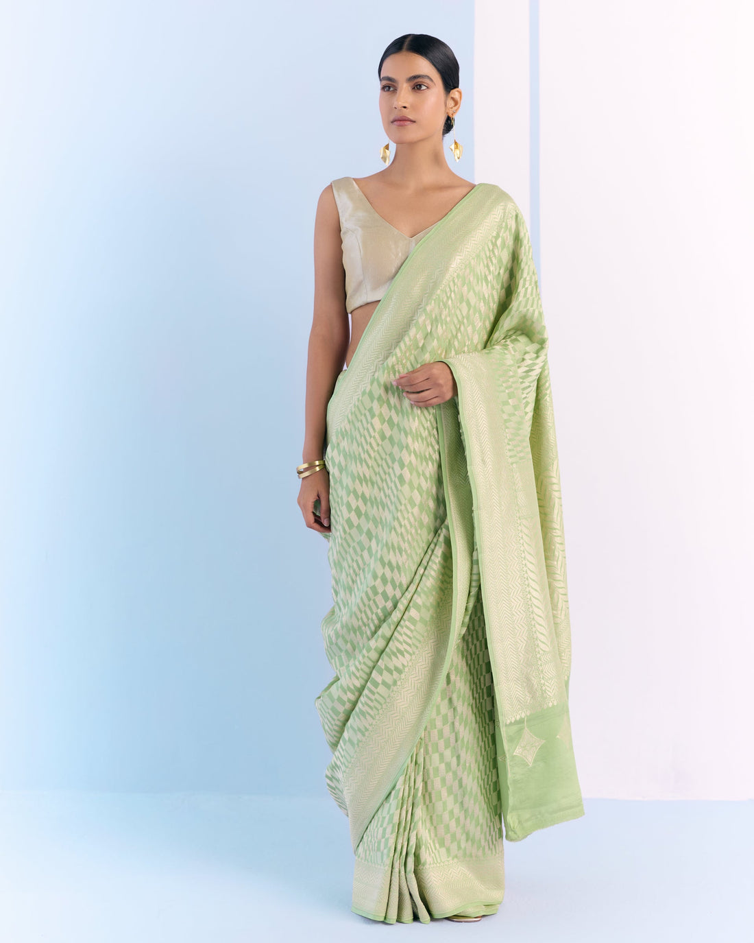 Mint Geometrical Saree 'The Line'