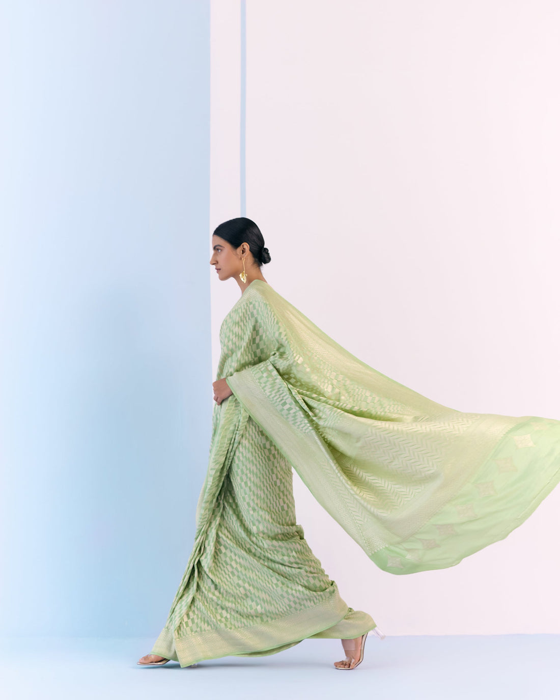 Mint Geometrical Saree 'The Line'
