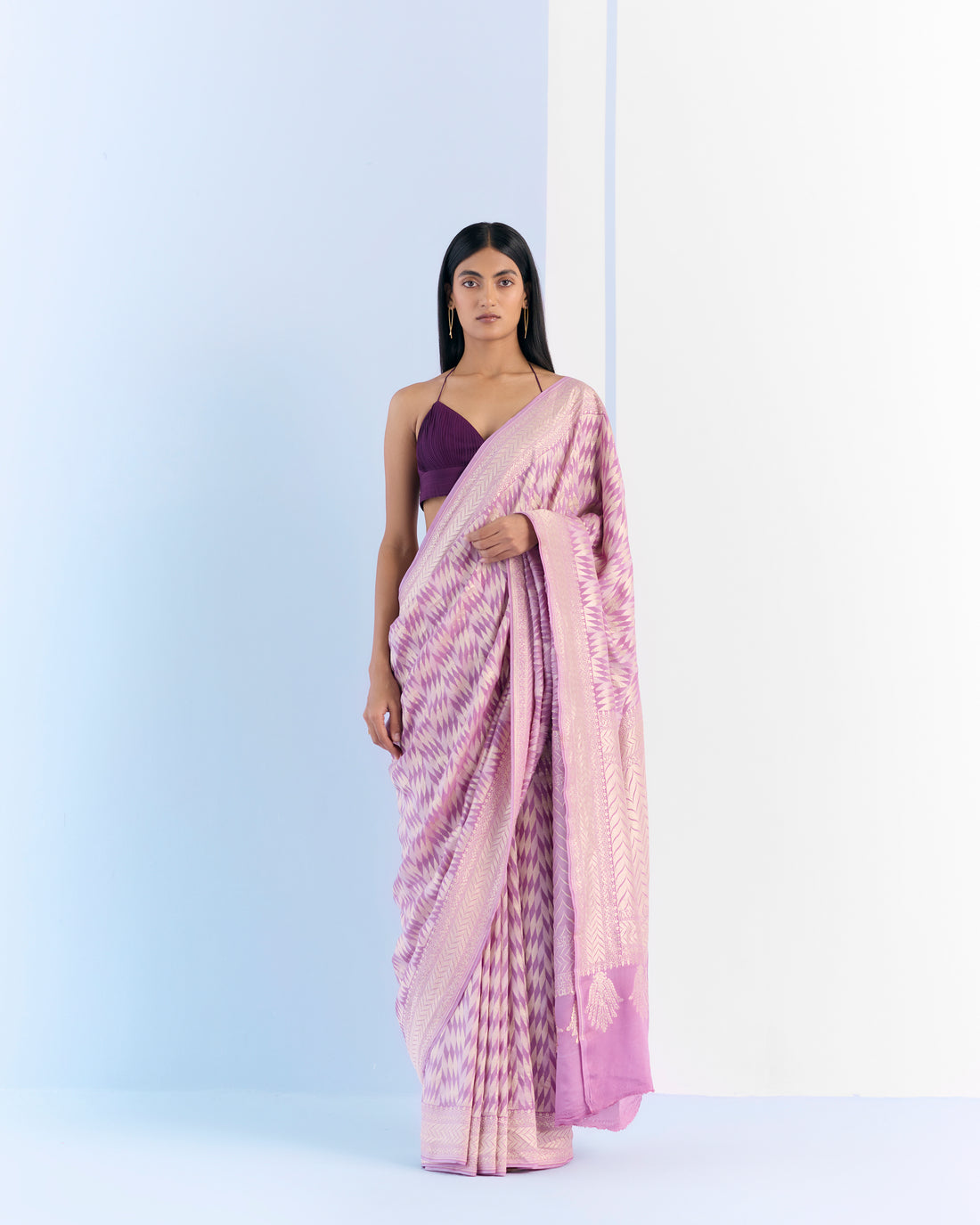 Mauve Geometrical Saree 'The Line'