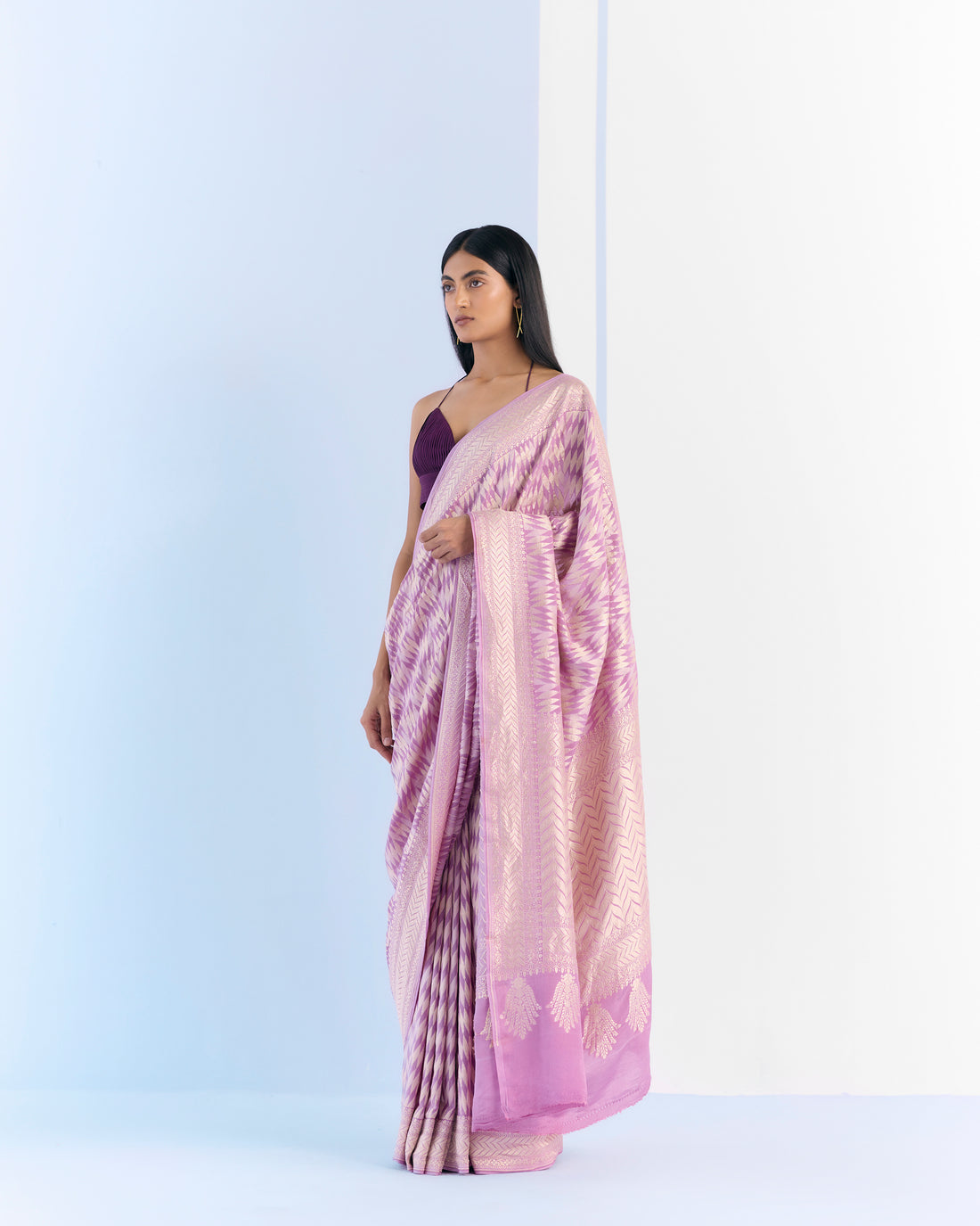 Mauve Geometrical Saree 'The Line'