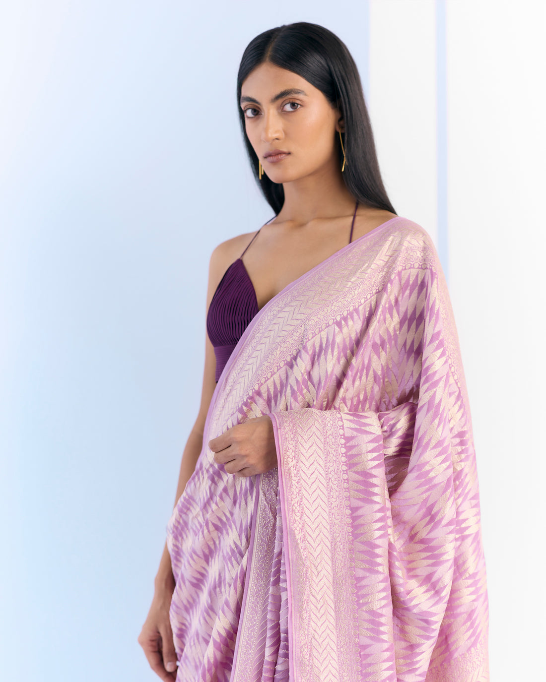 Mauve Geometrical Saree 'The Line'