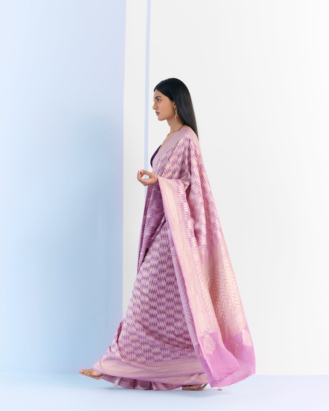 Mauve Geometrical Saree 'The Line'