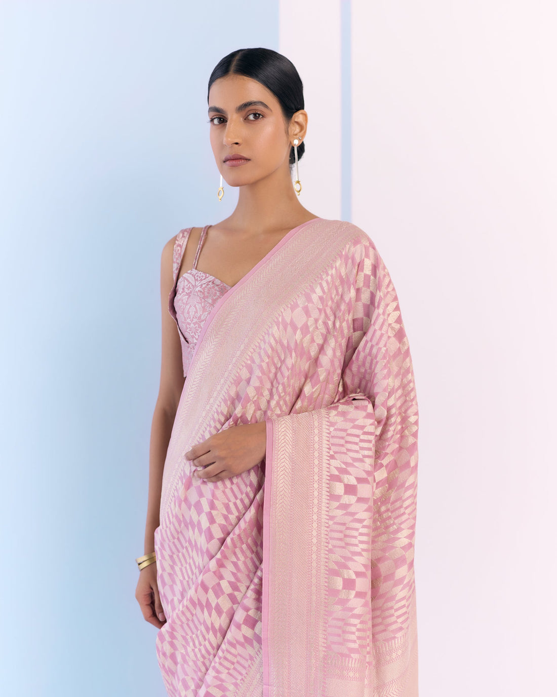 Blush Geometrical Saree 'The Line'
