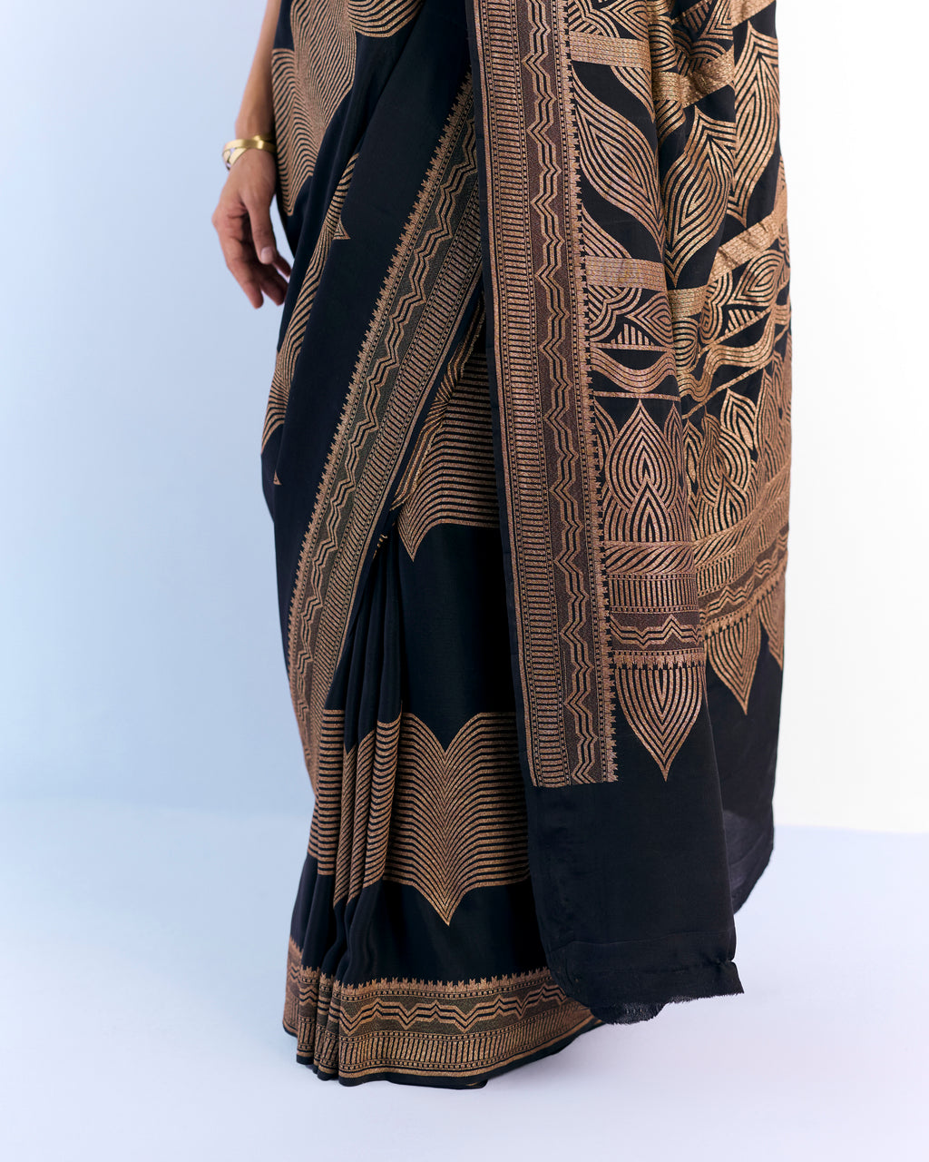 Charcoal Geometrical Saree 'The Line'