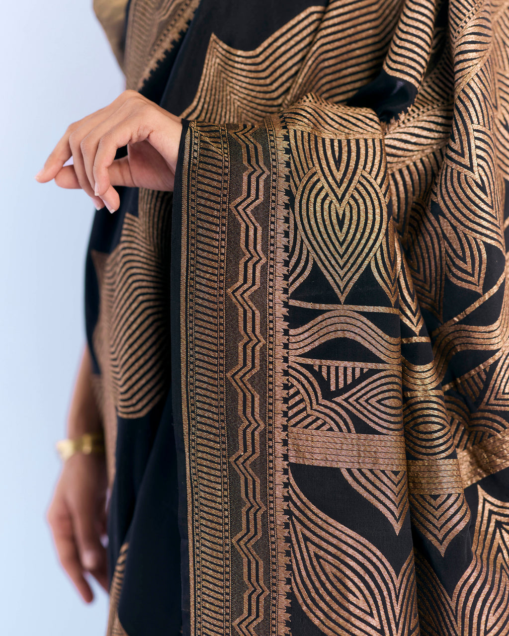 Charcoal Geometrical Saree 'The Line'