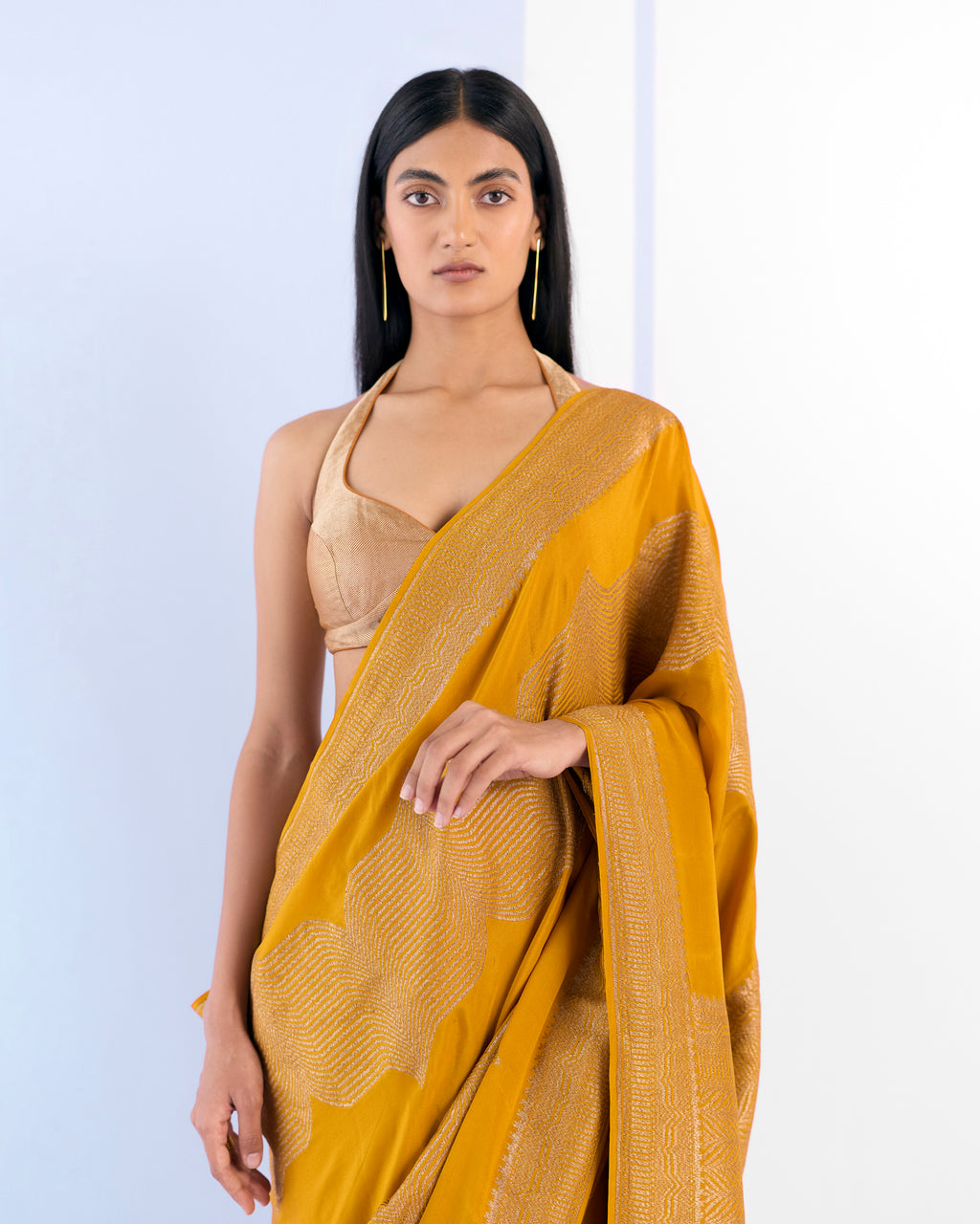 Honey Geometrical Saree 'The Line'