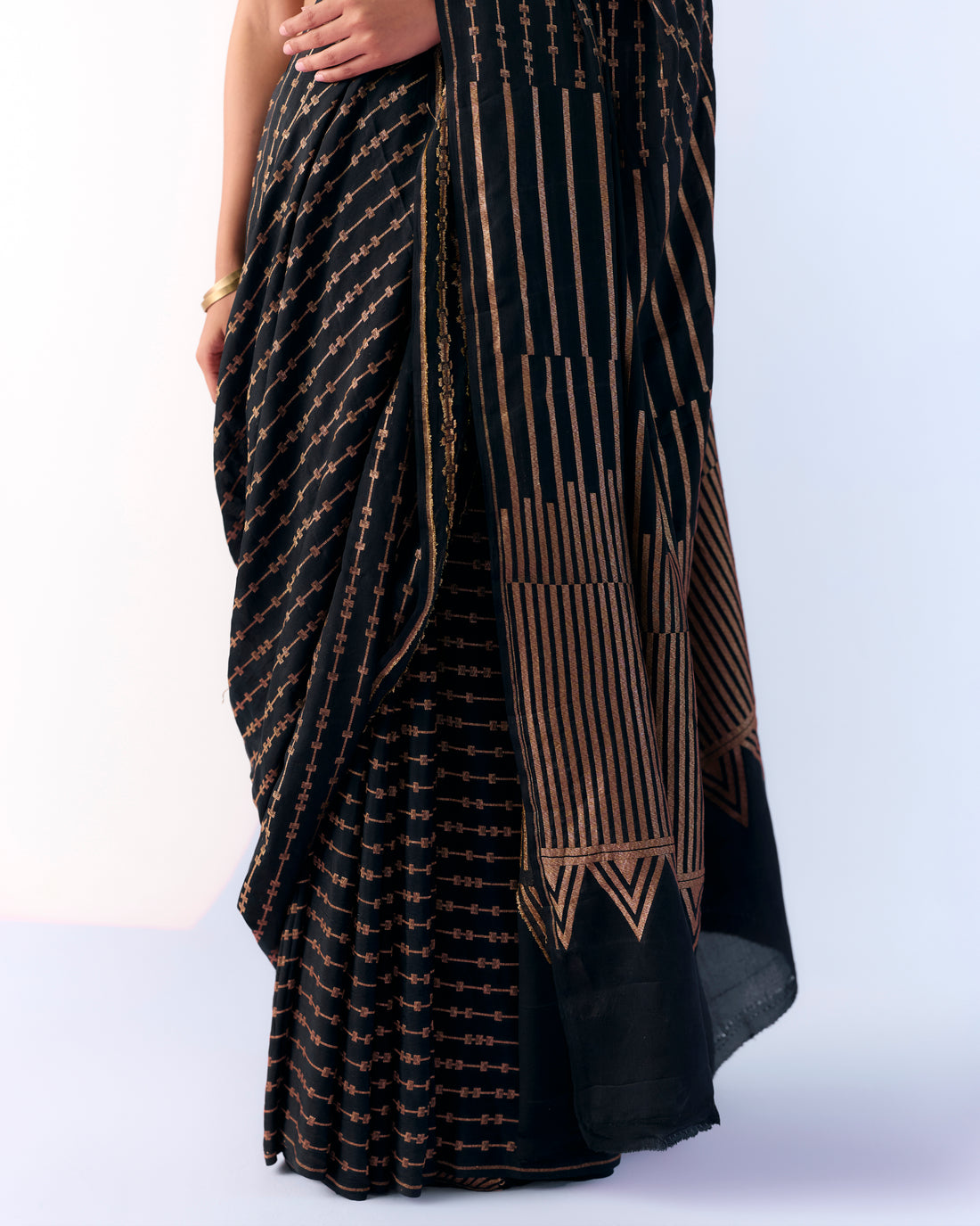 Charcoal Geometrical Saree 'The Line'