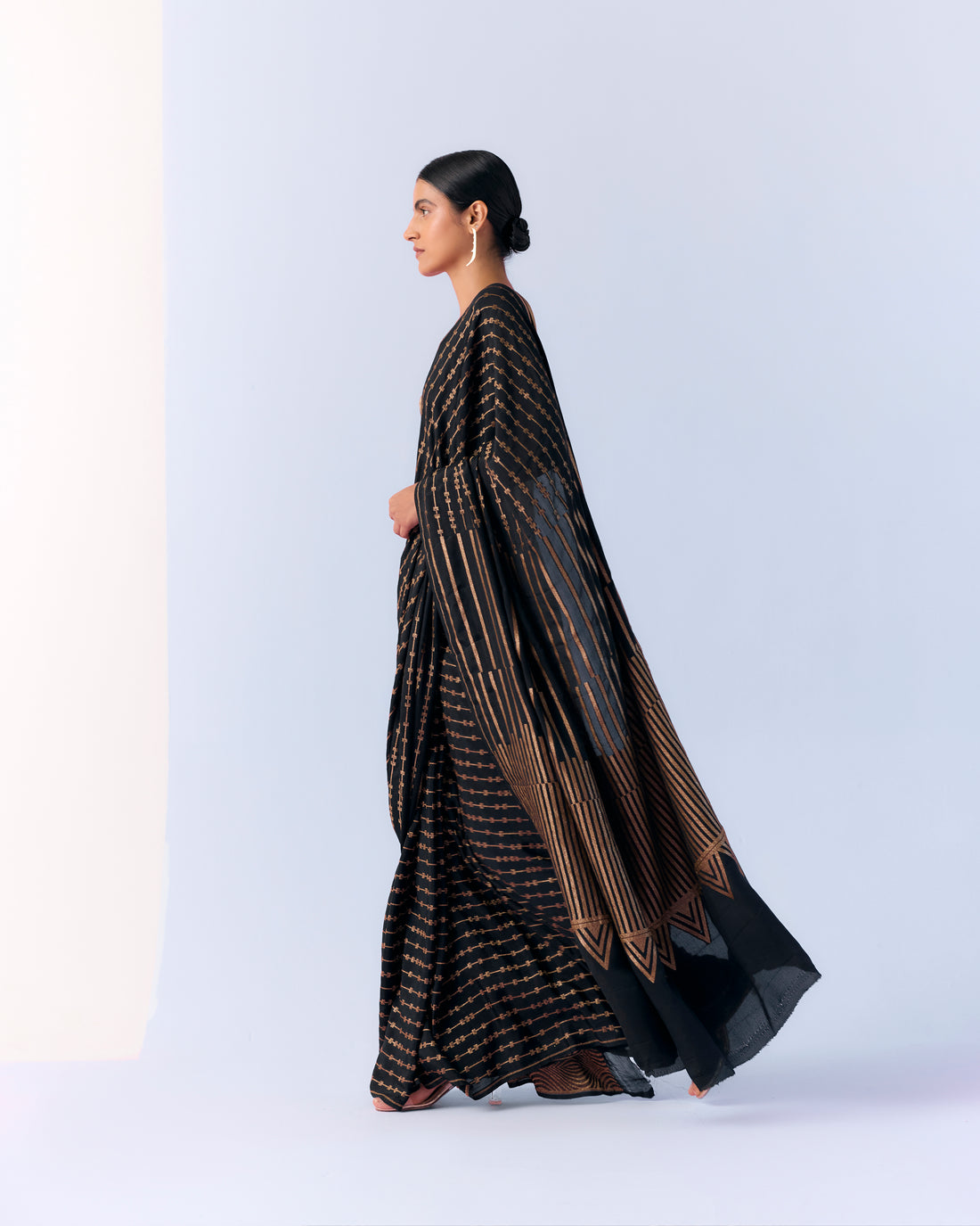 Charcoal Geometrical Saree 'The Line'