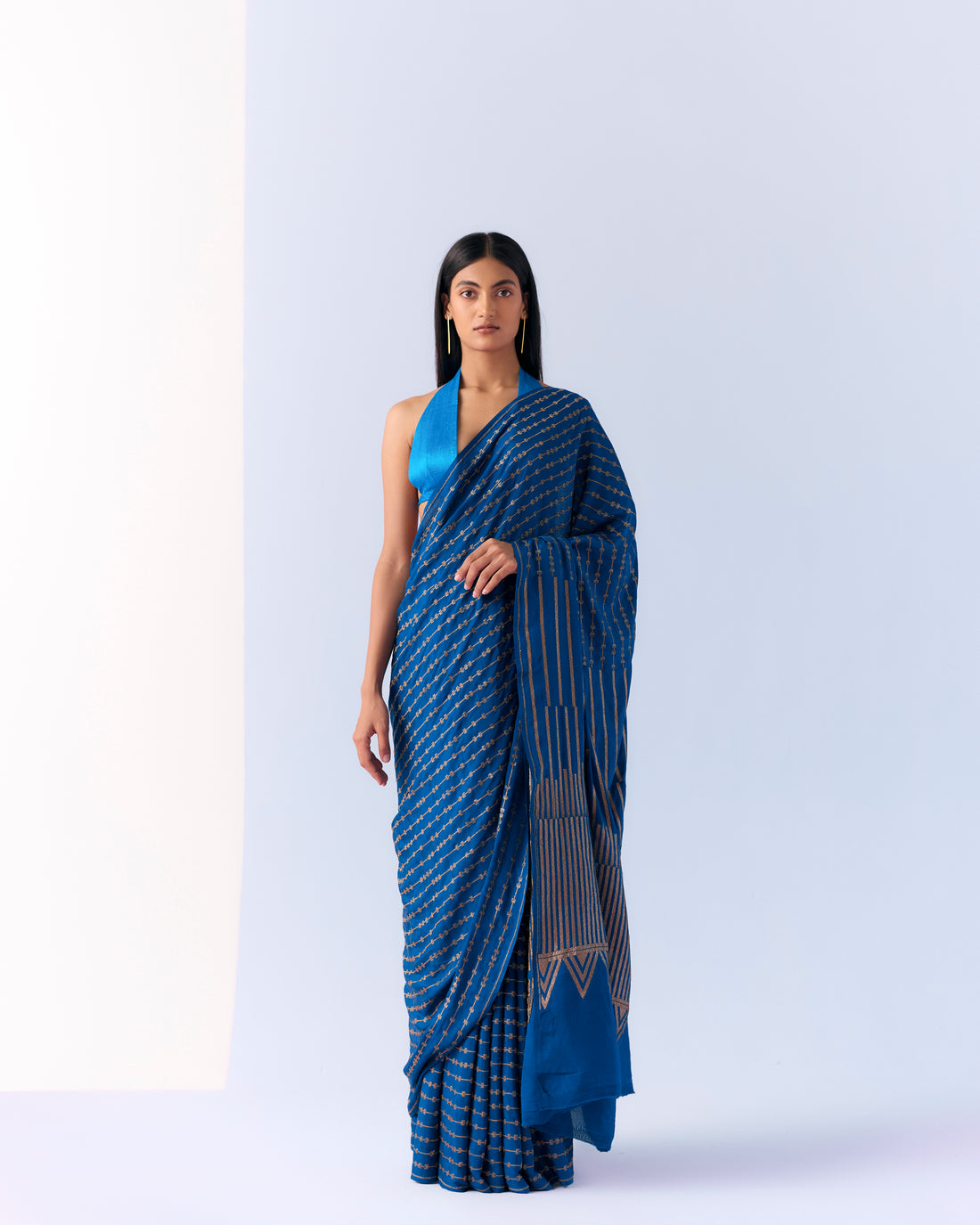 Azure Geometrical Saree 'The Line'