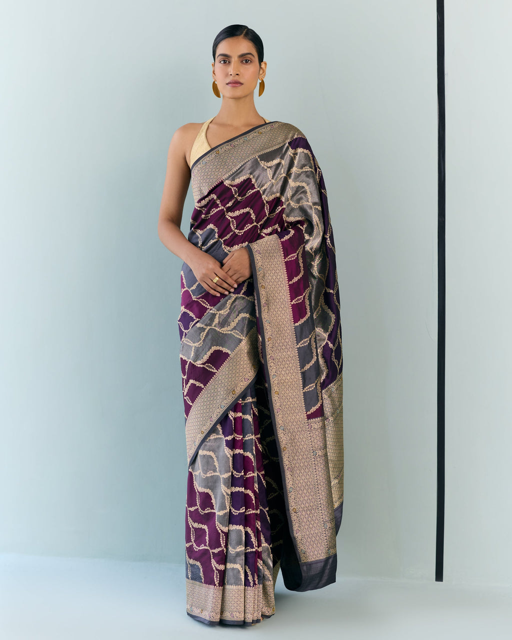 Woven Geometrical Silk Saree 'The Line'