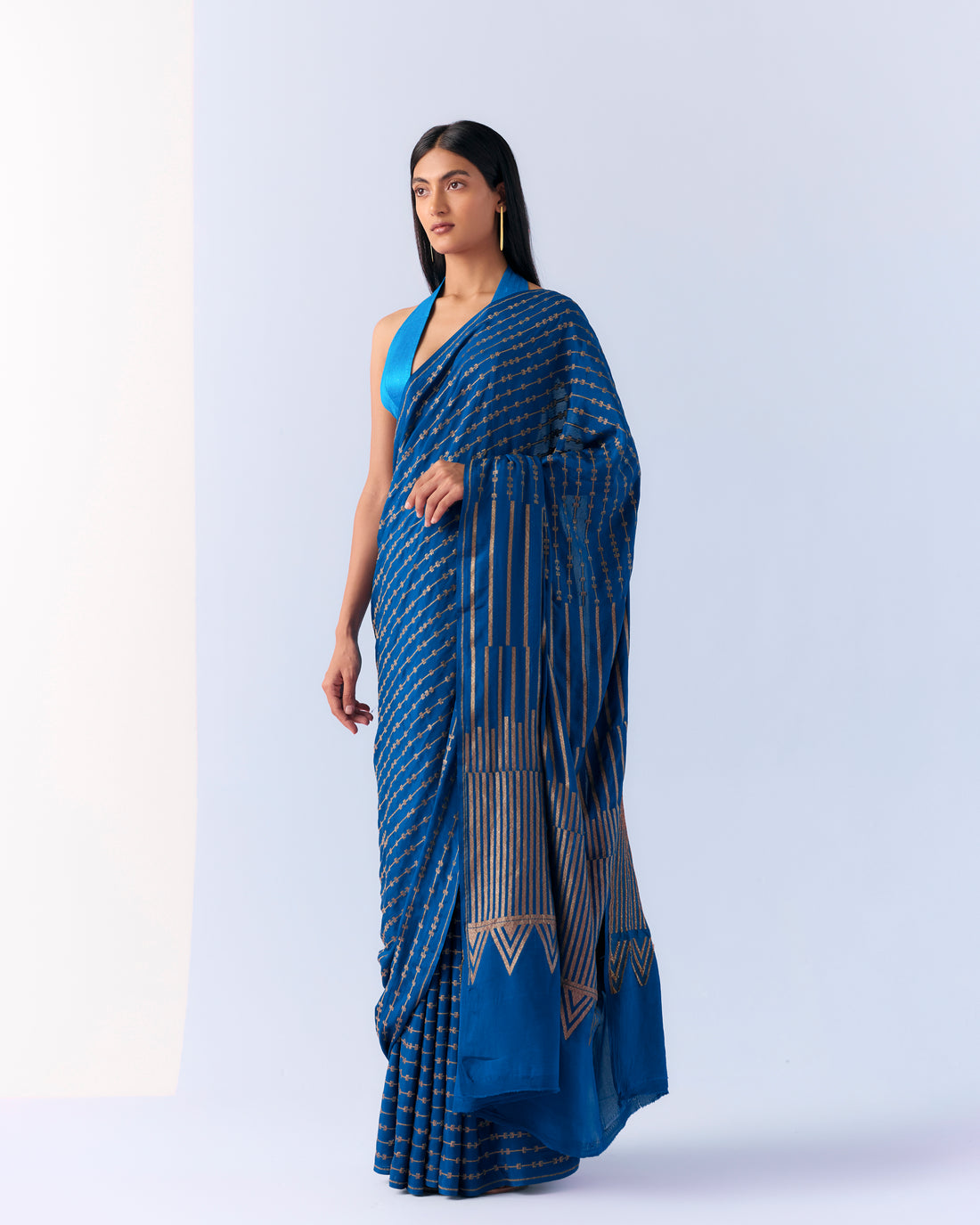 Azure Geometrical Saree 'The Line'