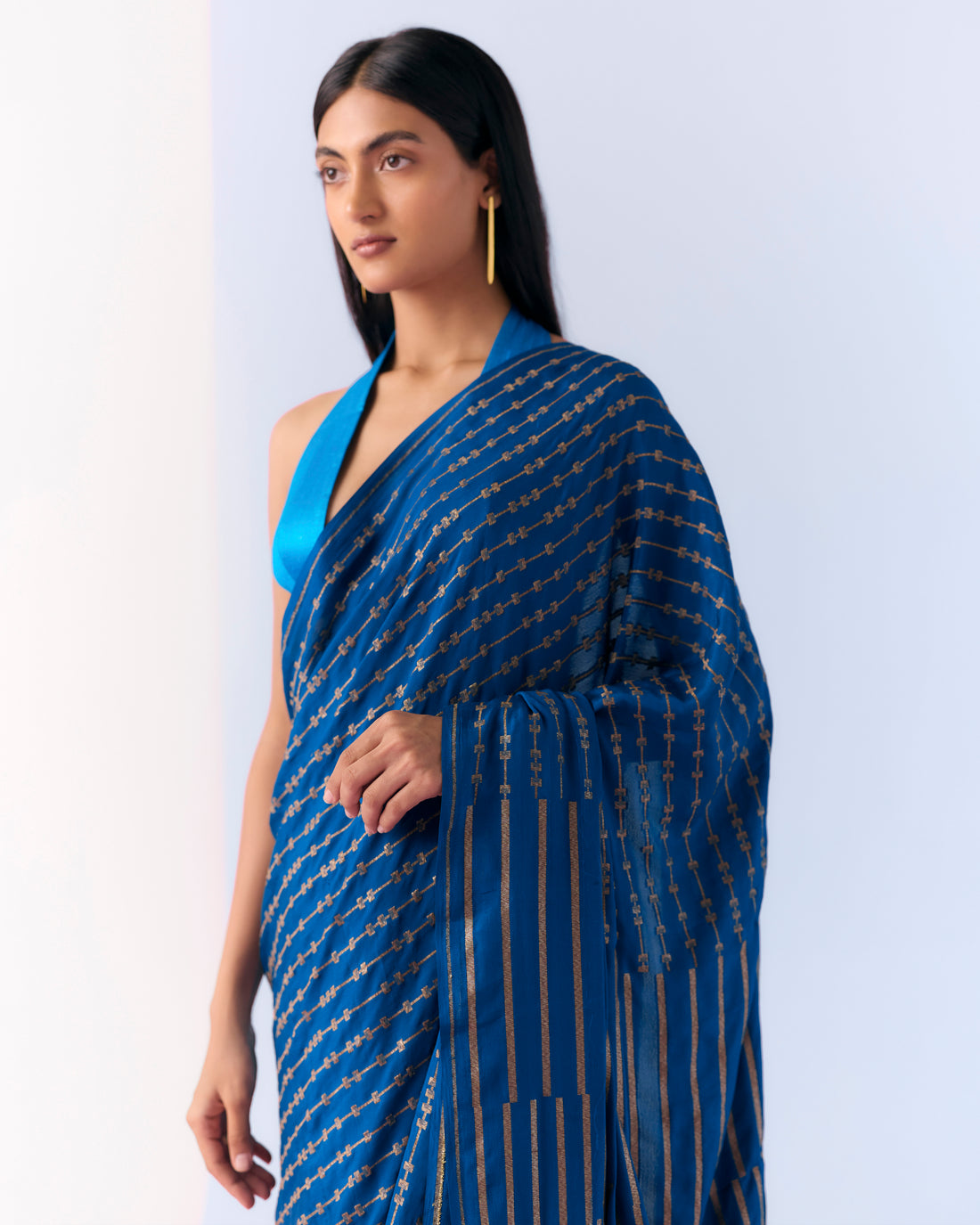 Azure Geometrical Saree 'The Line'