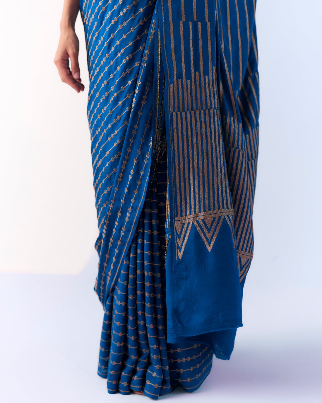 Azure Geometrical Saree 'The Line'