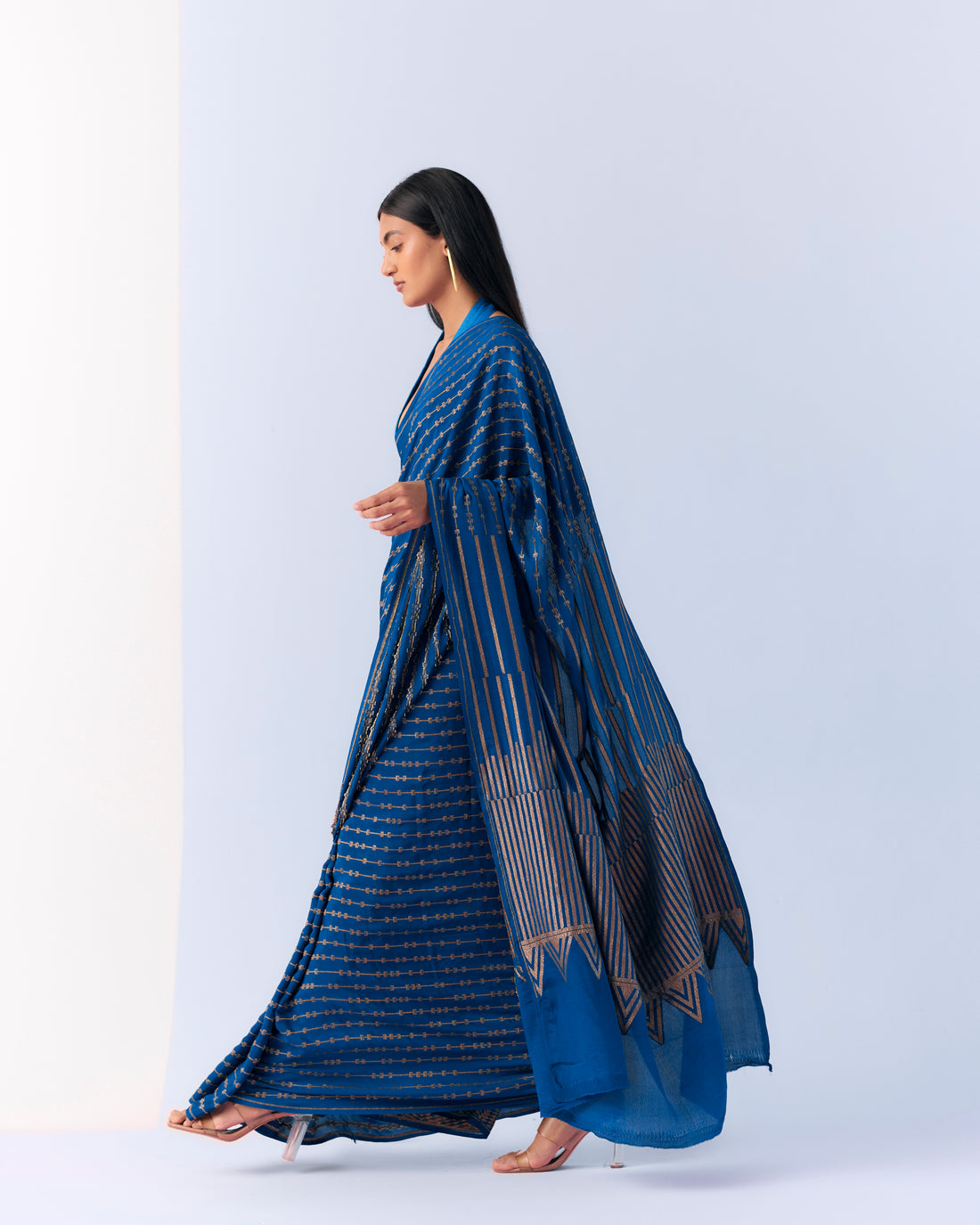 Azure Geometrical Saree 'The Line'