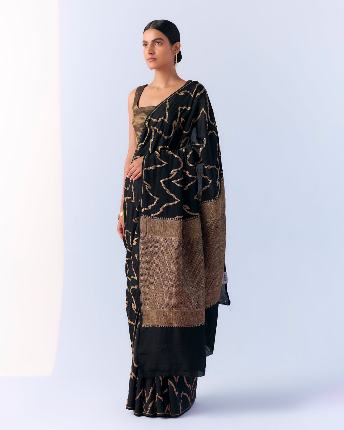 Charcoal Geometrical Saree 'The Line'