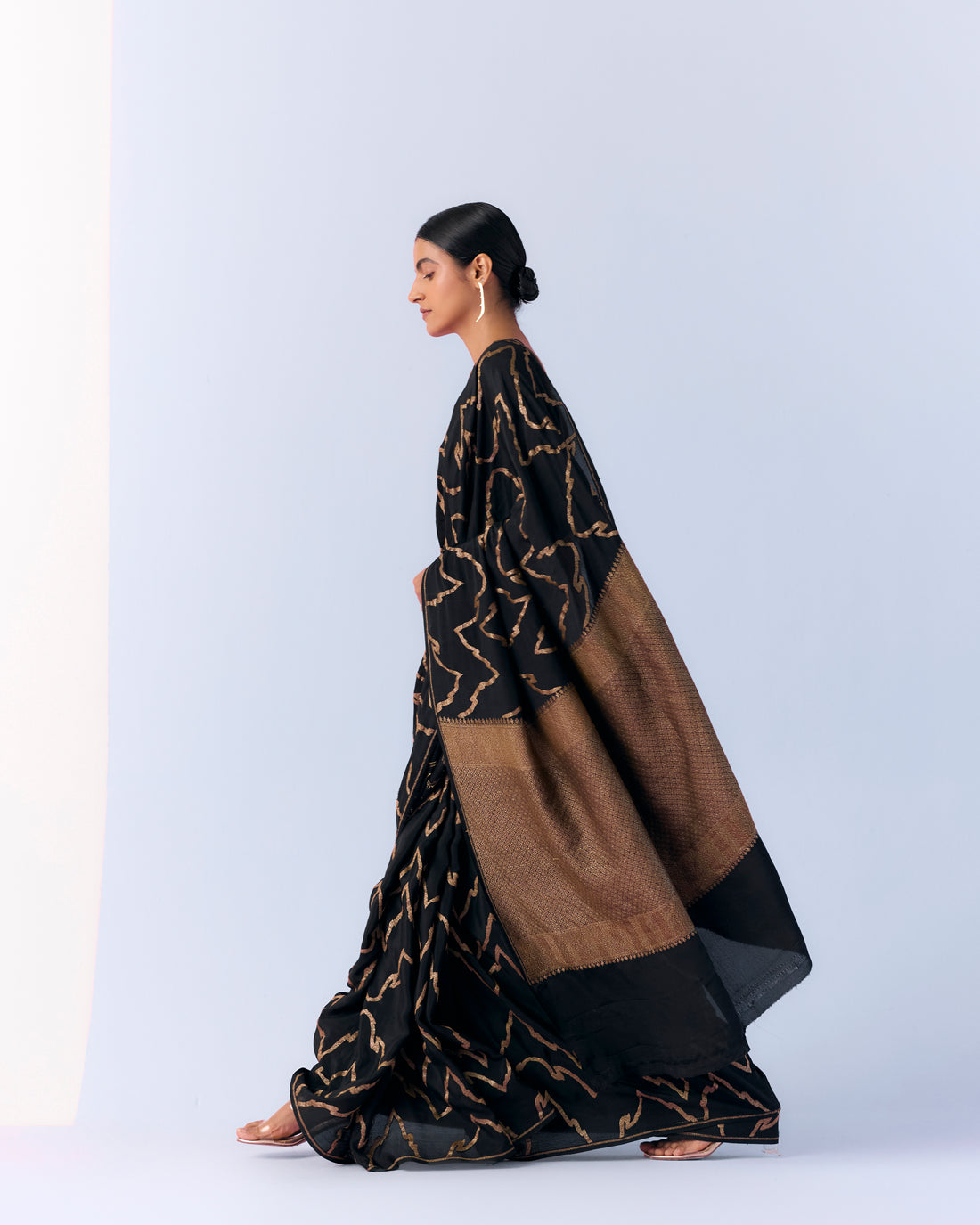 Charcoal Geometrical Saree 'The Line'
