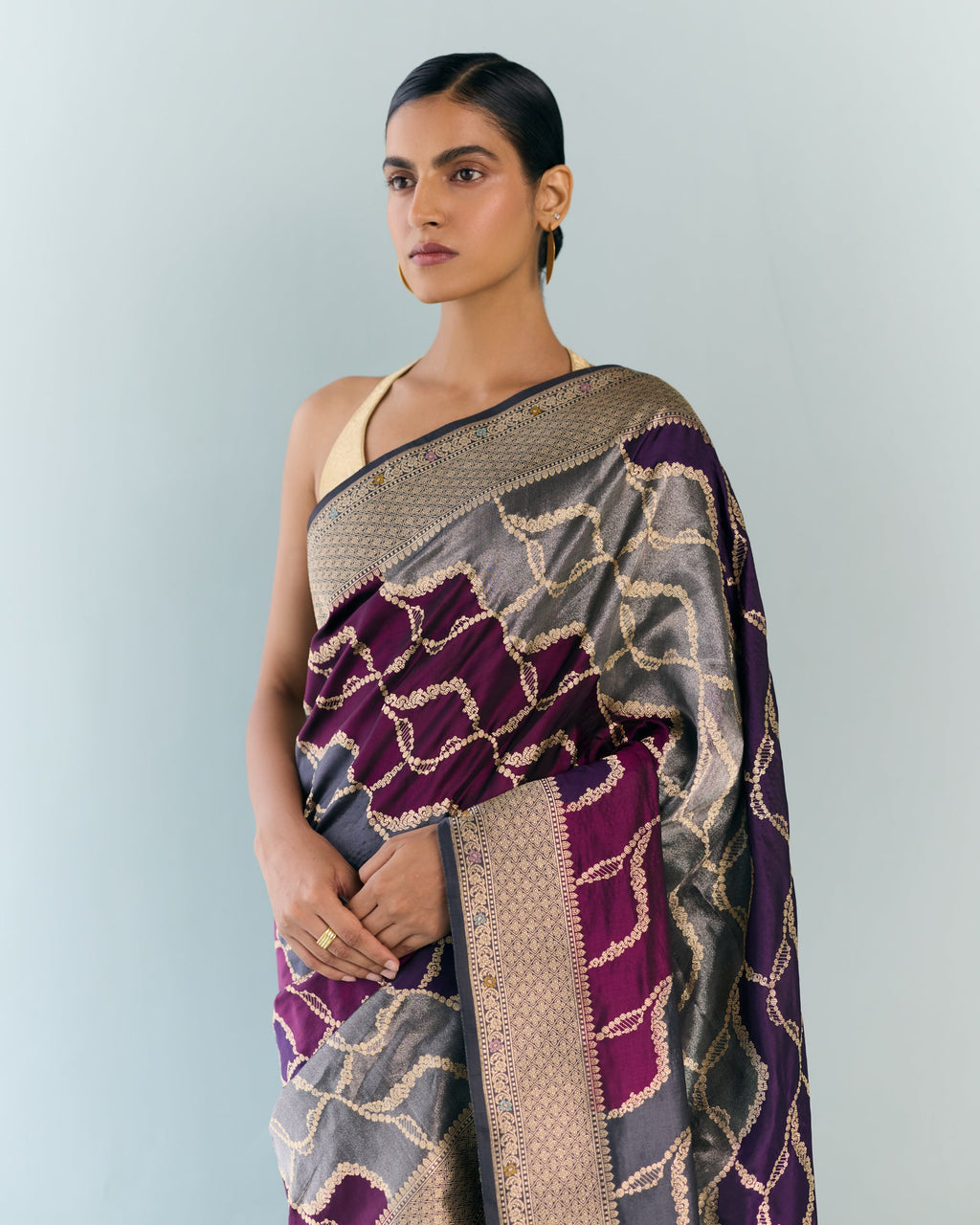 Woven Geometrical Silk Saree 'The Line'
