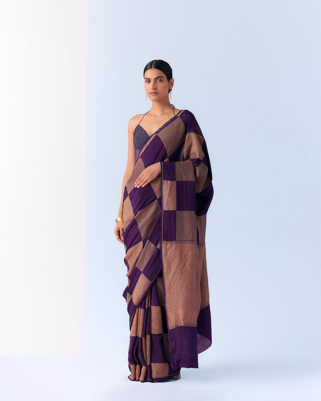 Indigo Geometrical Saree 'The Line'