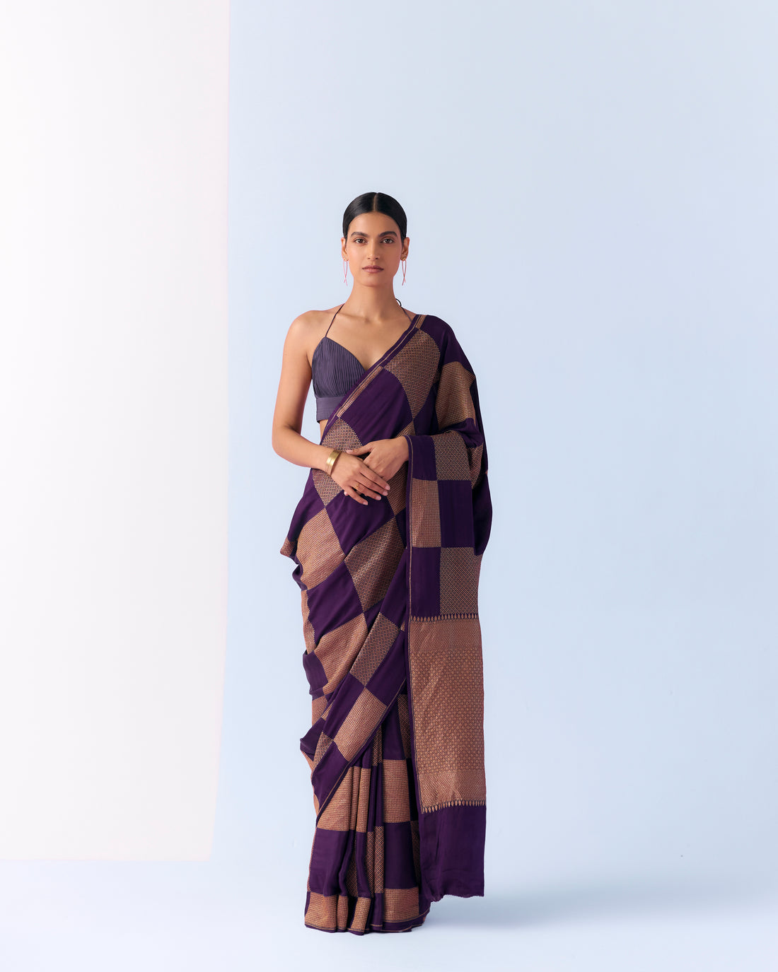Indigo Geometrical Saree 'The Line'