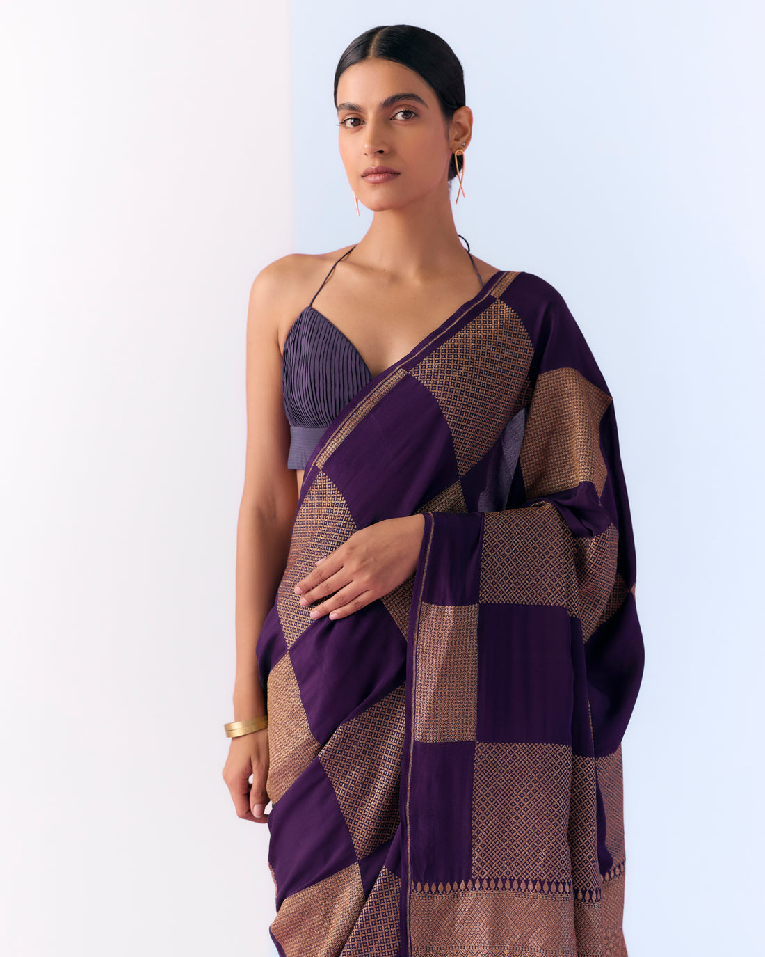 Indigo Geometrical Saree 'The Line'