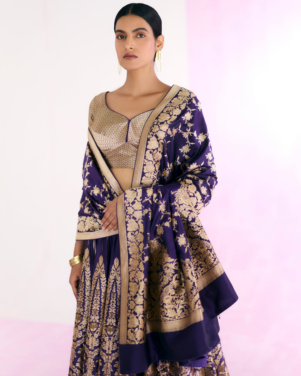 Tyrian Purple Handwoven Lehenga