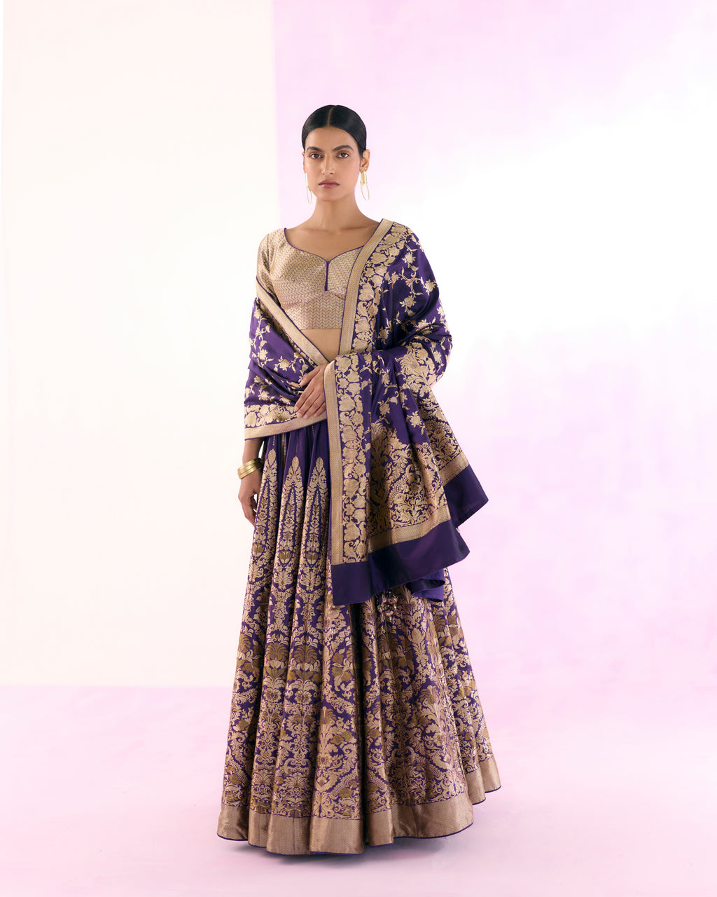 Tyrian Purple Handwoven Lehenga