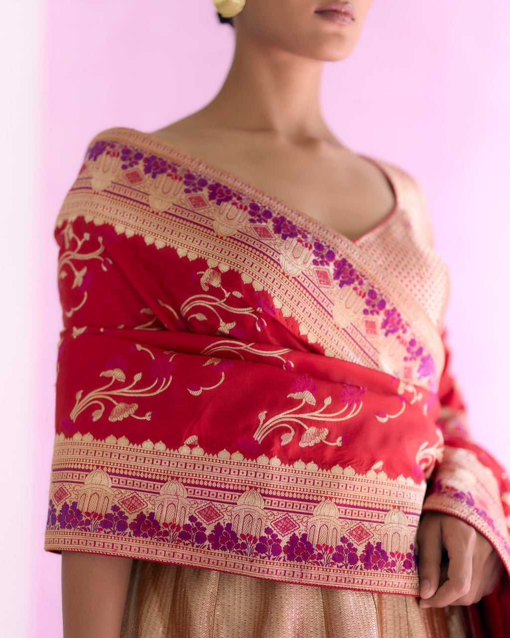 Scarlet Handwoven Silk Lehenga