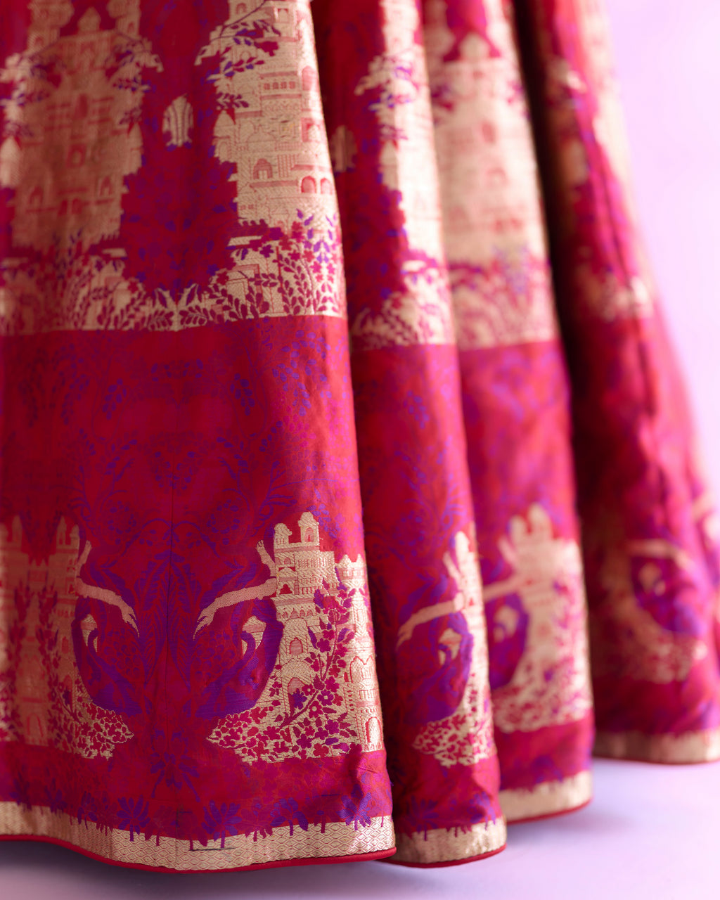 Scarlet Handwoven Silk Lehenga
