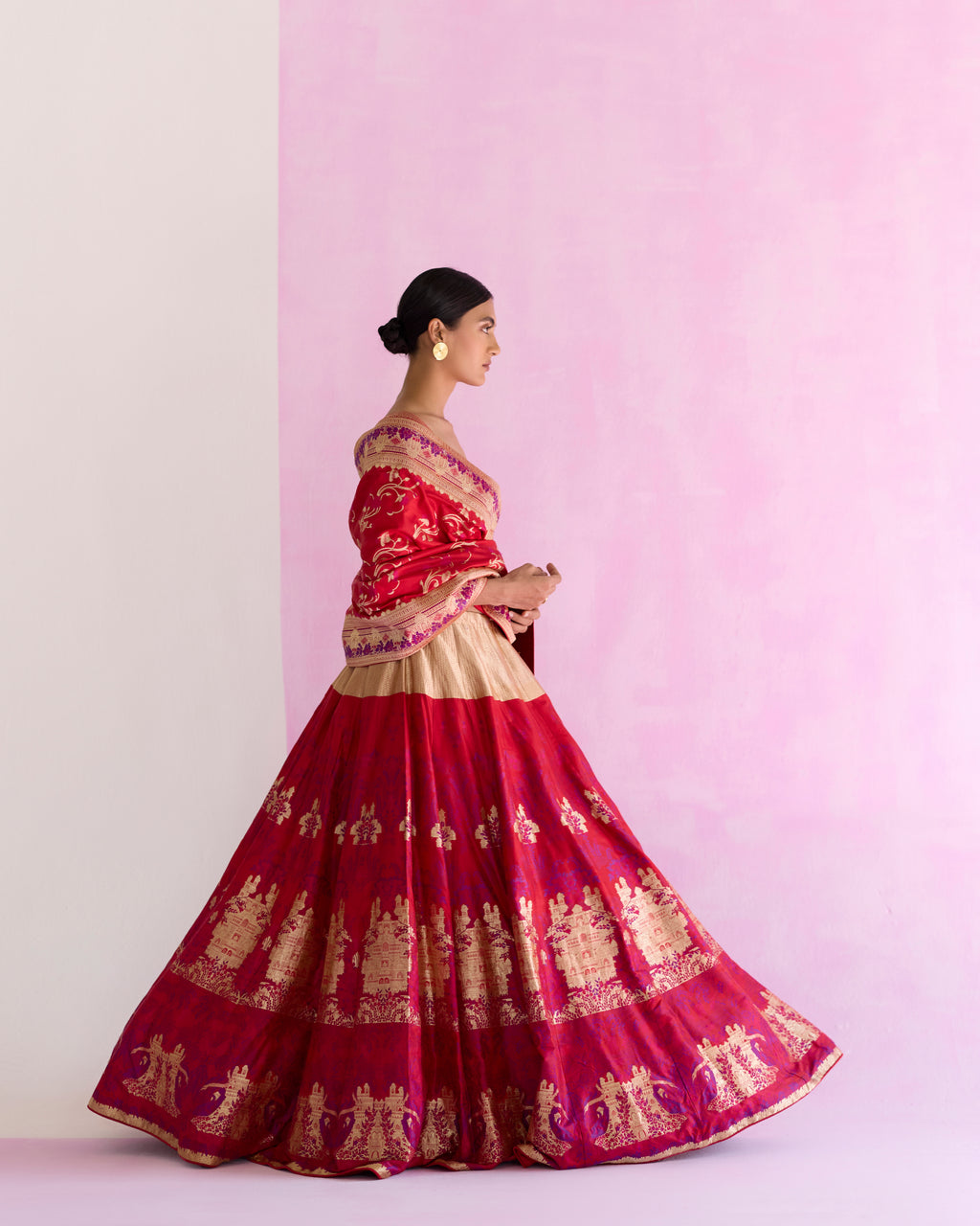 Scarlet Handwoven Silk Lehenga