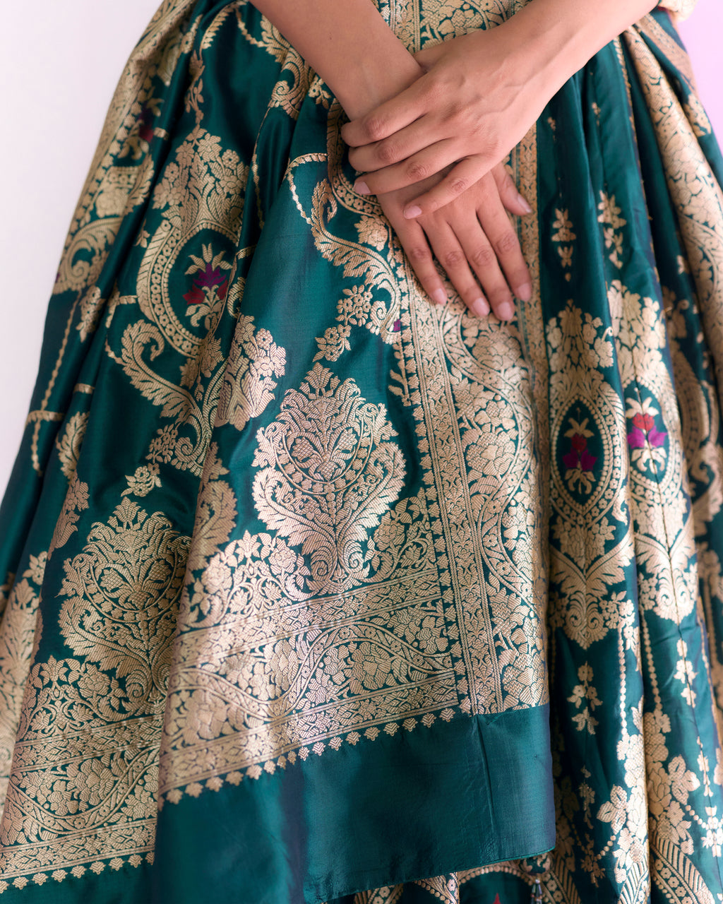 Moss Green Handwoven Lehenga