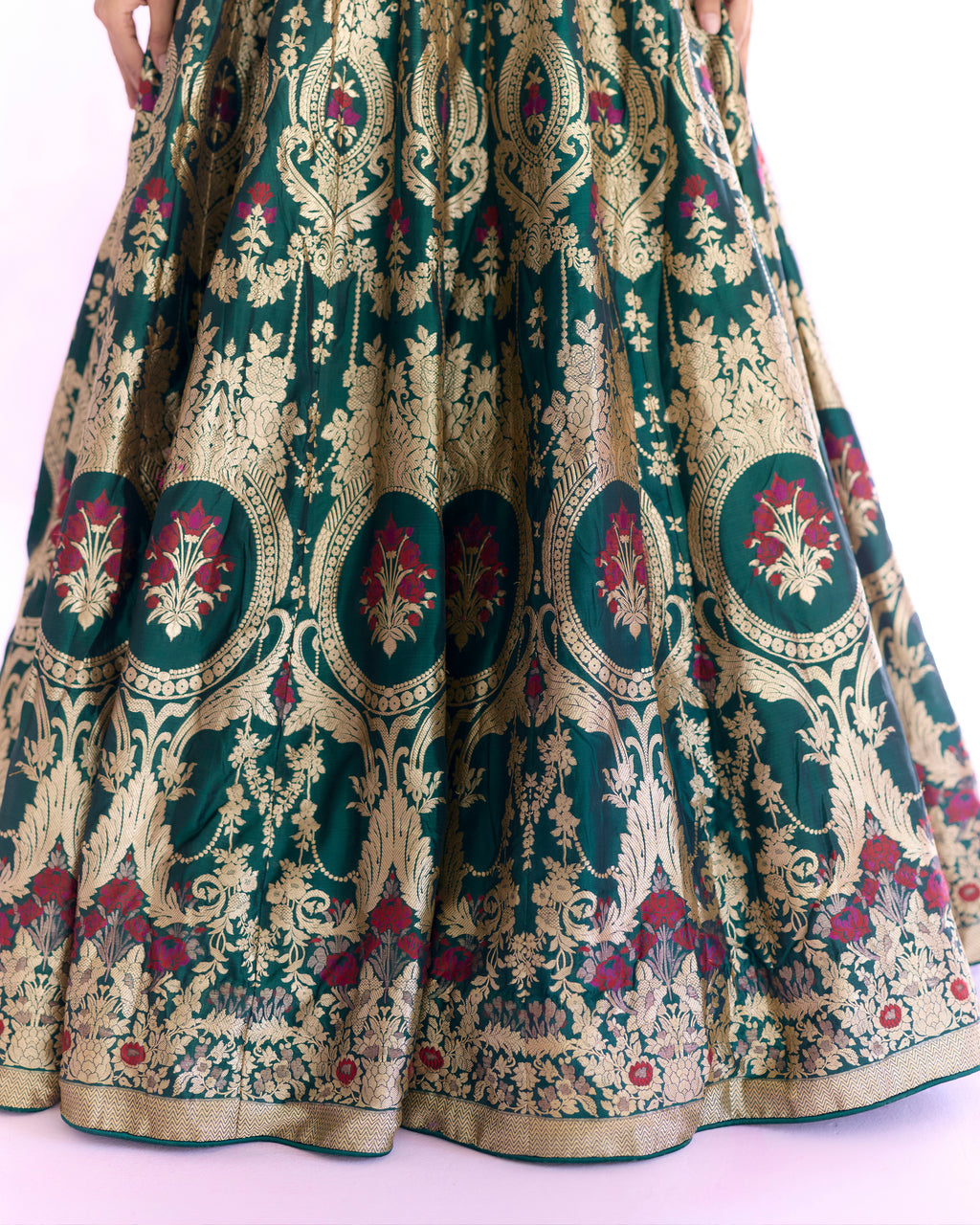 Moss Green Handwoven Lehenga