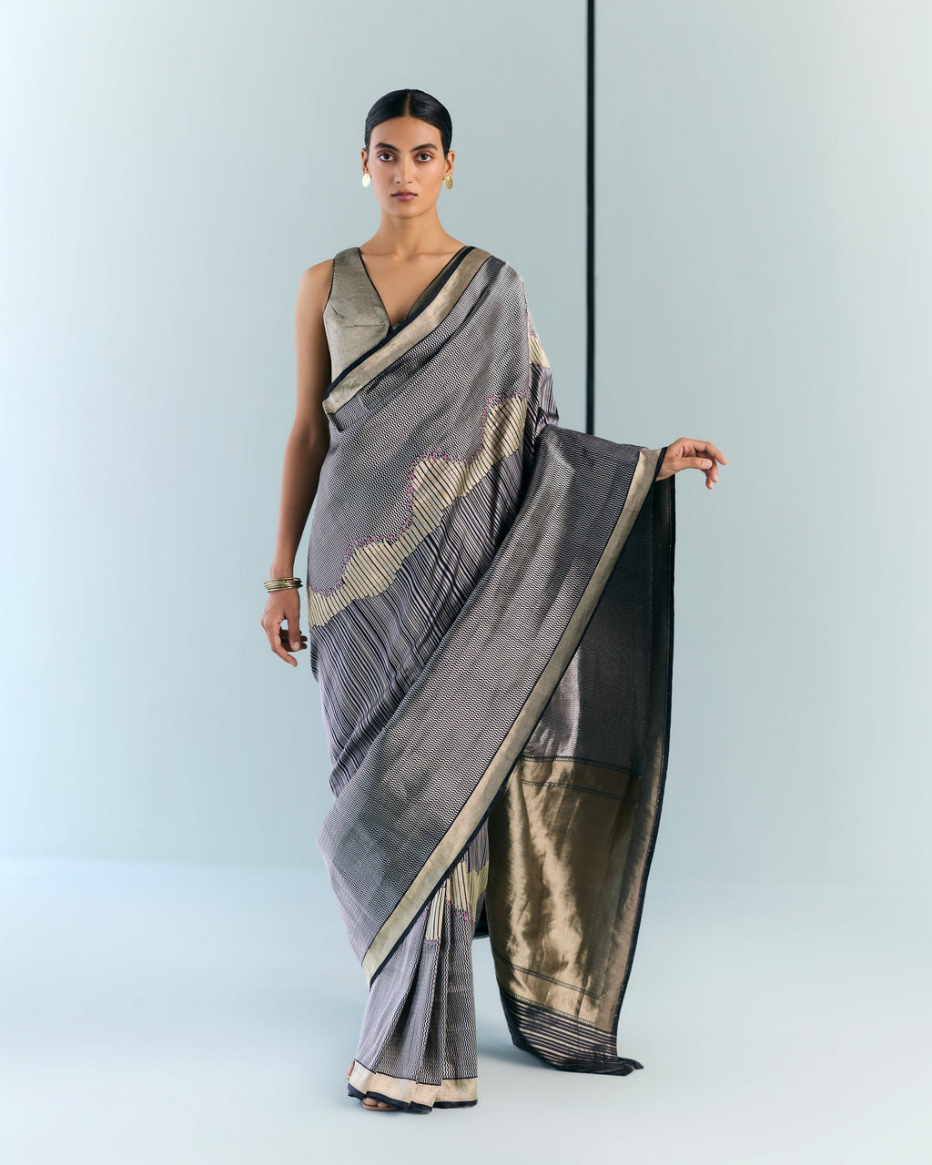 Woven Geometrical Silk Saree 'The Line'